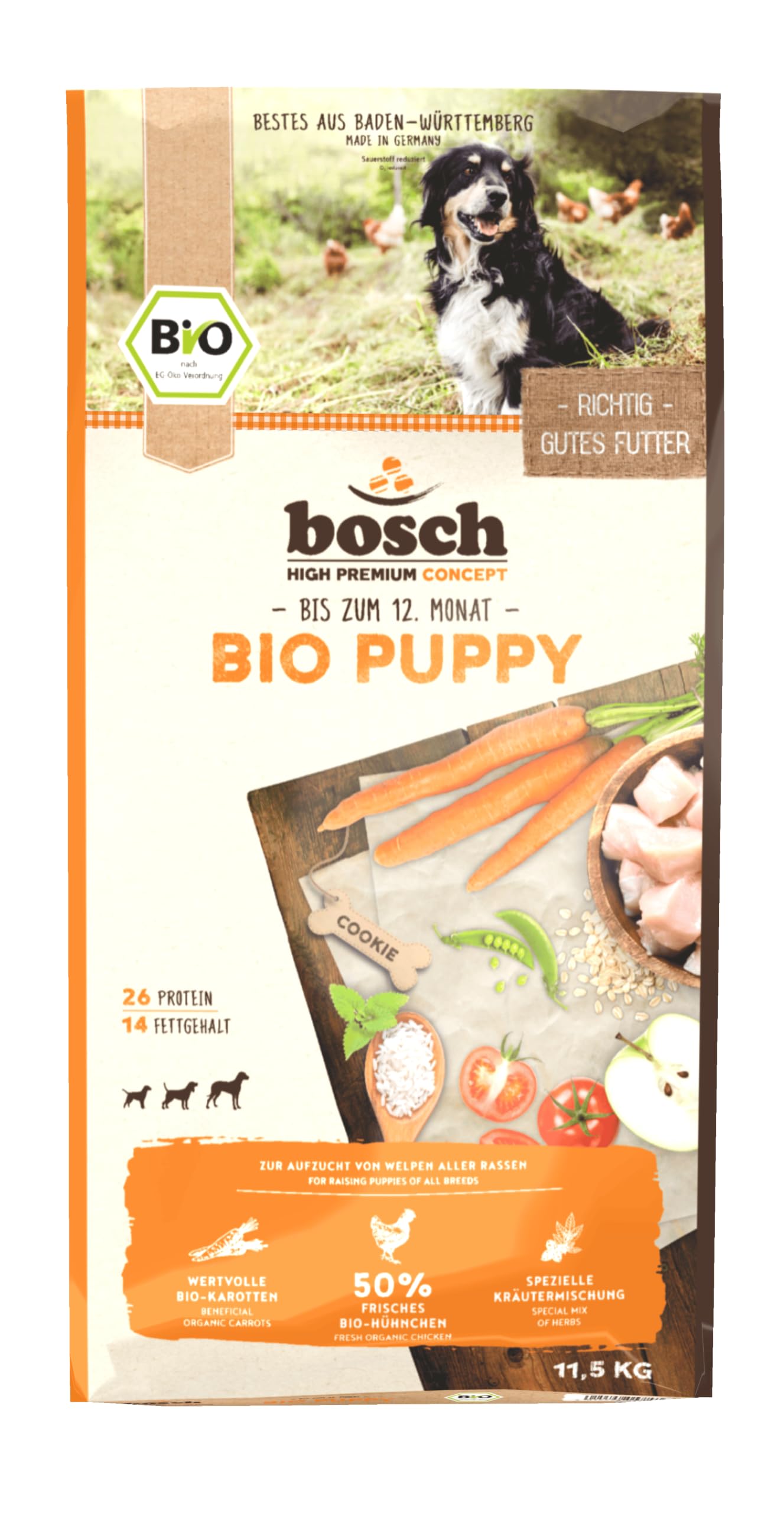Bosch HPC Bio Puppy Hühnchen & Karotten | DE-ÖKO-00711,5 kg