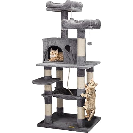 Amazon Com Coziwow 57 Cat Trees And Towers With Scratching Posts Condos Hammock Resting Perch Indoor Pet Activity Furniture Play House For Large Cats Kitty Kitten Pet Supplies