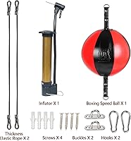 Vista 3 de InnoLife Kit de saco de boxeo de doble extremo con bola de perforación, kit de reacción de velocidad con cordones elásticos, perfecto