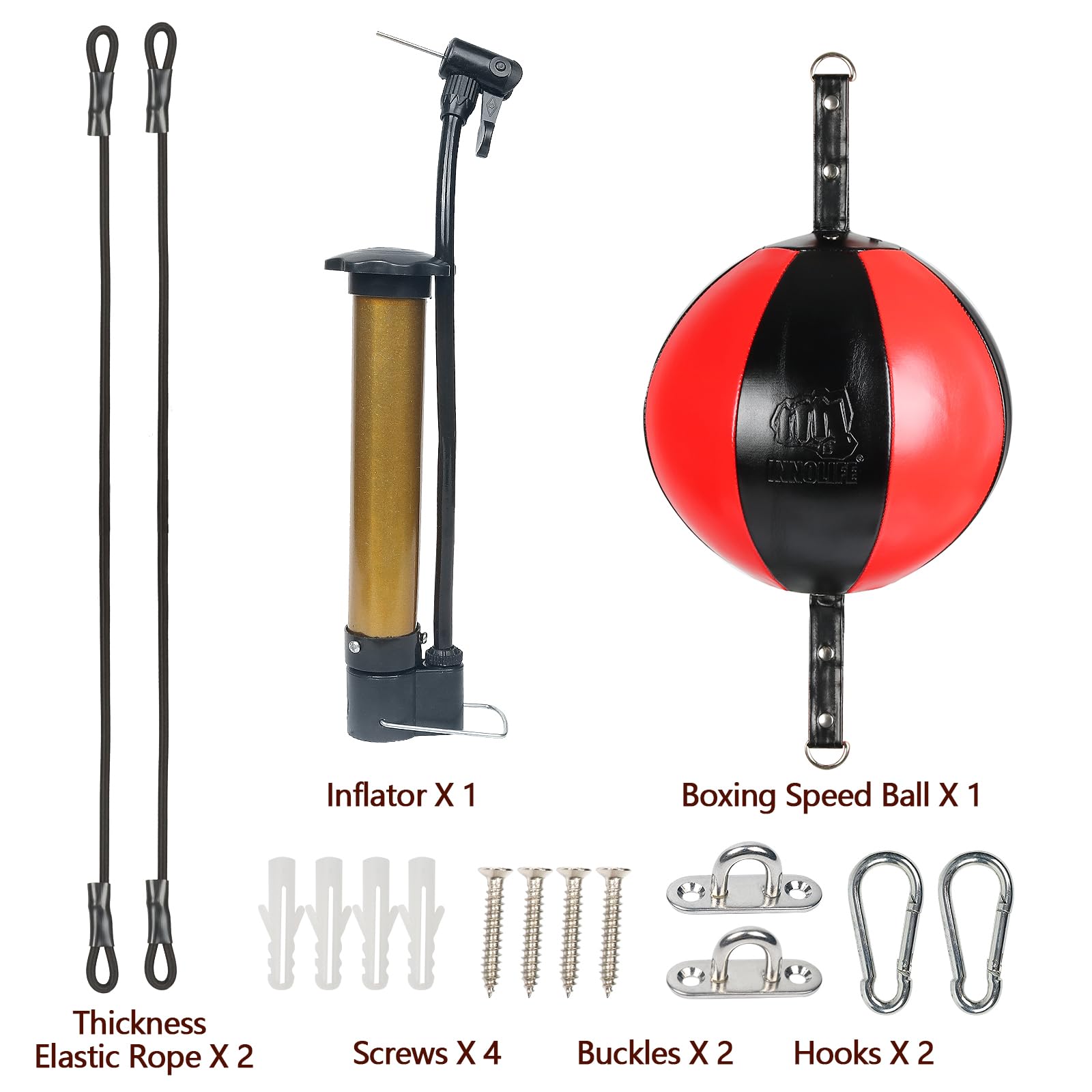 InnoLife Doppelend-Punchingball-Schlagsack-Set, Speed-Striking Reflex Kit mit Bungee-Seilen, perfekt für Reaktion, Beweglichkeit und Hand-Augen-Koordinationstraining