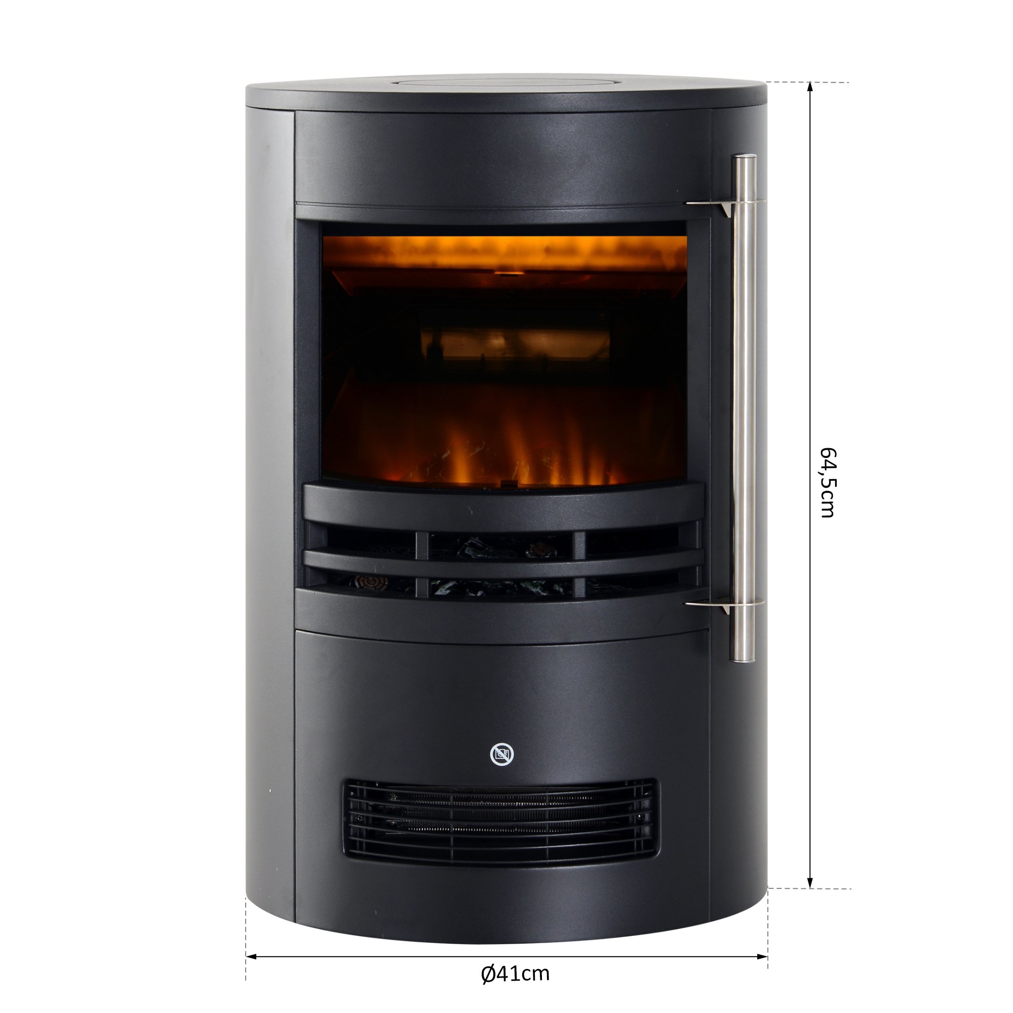 HOMCOM Elektrokamin mit Heizung Elektrischer Kamin 900/2000W Schwarz | Mit LED Flammeneffekt, Dekokamin, Elektrisch Kaminfeuer Kaminofen