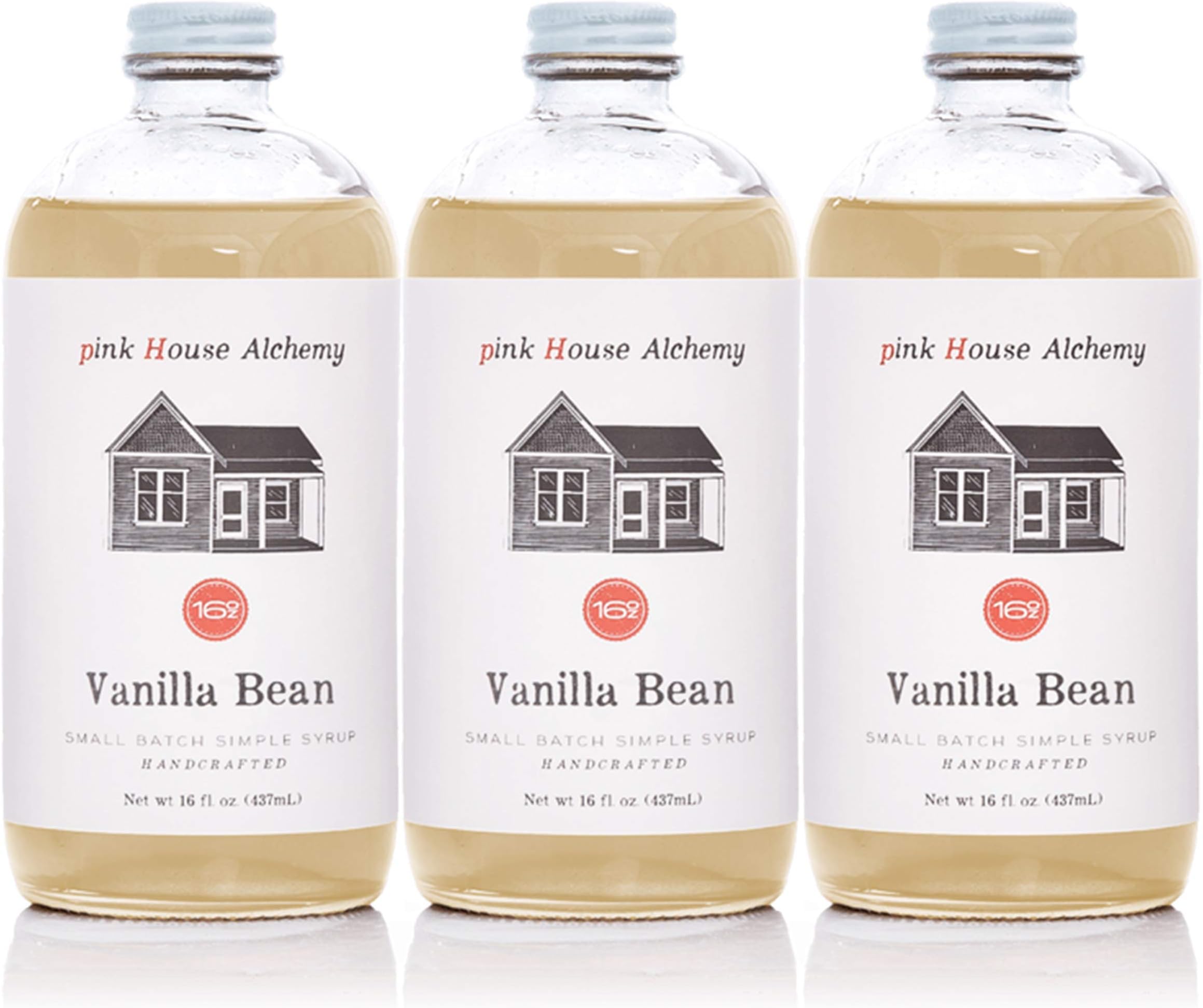 Pink House Alchemy Vanilla Bean - Simple Syrup 3/16 oz Cocktail Drink Mix - Use To Flavor Coffee - Dessert Topping - Using Only Fresh Beans (V3P)