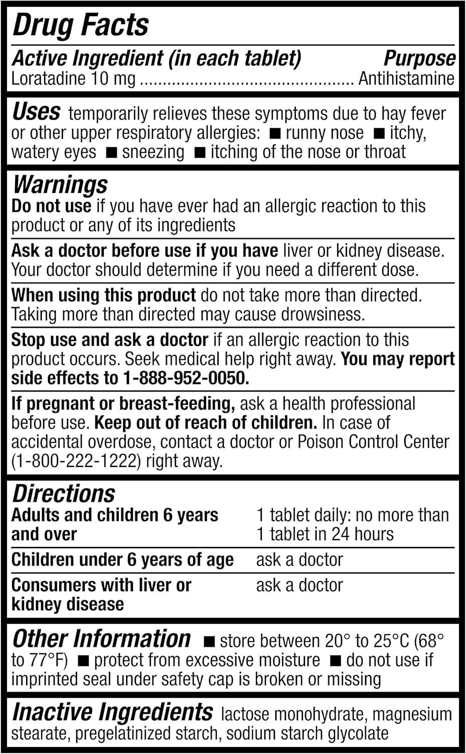 HealthA2Z® Allergy Relief, Loratadine 10mg Antihistamine, 500 Dye Free Tablets, Relief from Itchy Throat, Sneezing, Runny Noses, 24-Hours Allergy Medicine — Amazon image 2