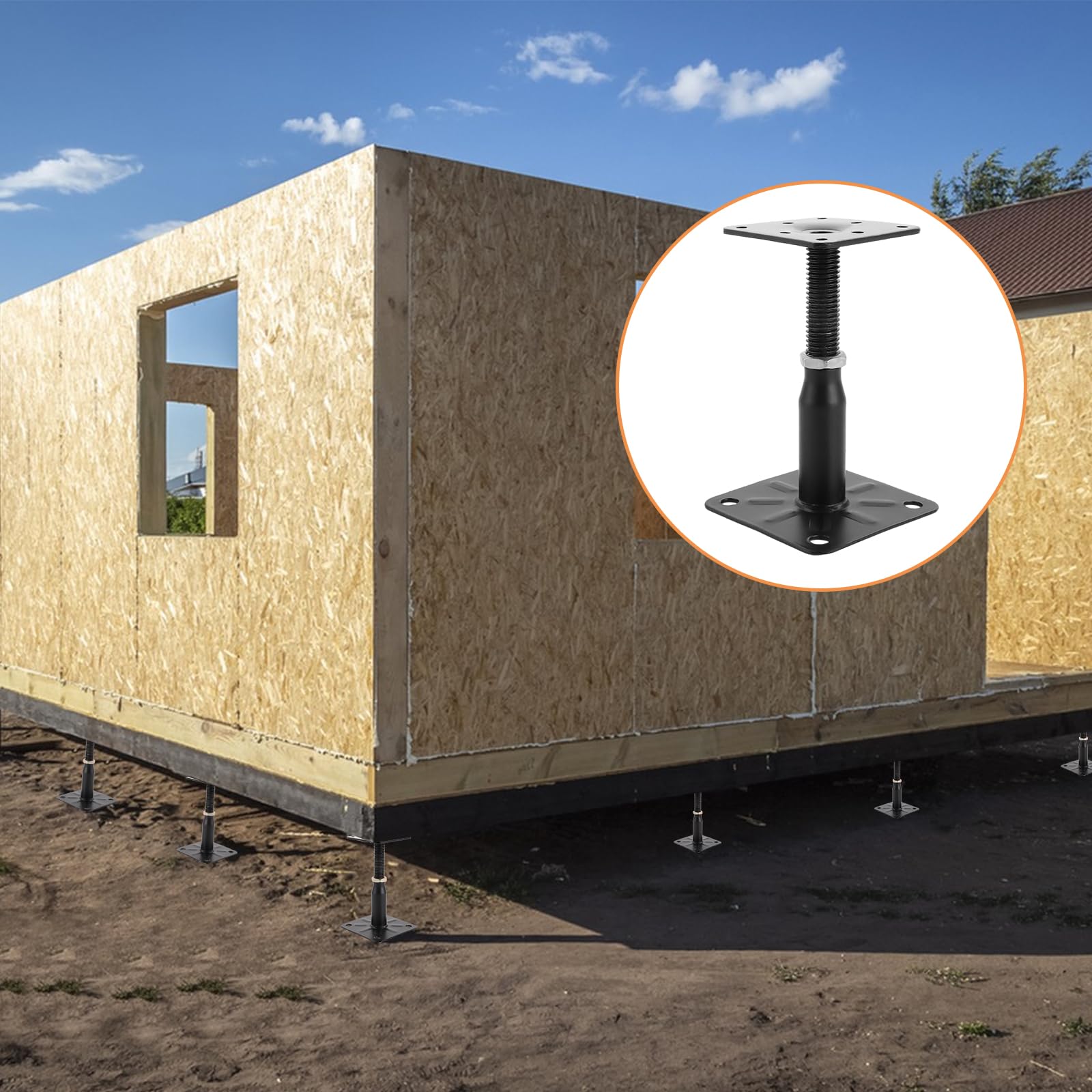 SENENQU 4 Pezzi Supporto per Pali in Legno Nero Regolabile 100-150 Mm, Supporti per Pali in Acciaio Zincato 75x95 Mm, Staffe per Tettoia Esterna, Pergola e Recinzione