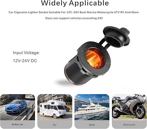 Vista 9 de UYYE Enchufe universal para encendedor de cigarrillos de automóvil de 12 V/26 V, para automóvil, motocicleta, ATV, RV y más, accesorios para el Verde