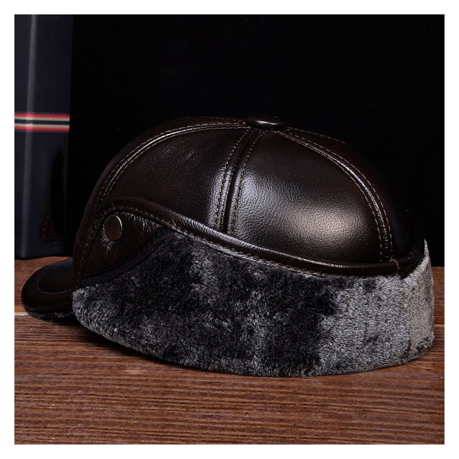 Uomini Genuine Cowboy Cowboy Bomber Cappello Maschio Maschile Inverno all'aperto Caldo Falso f-ur Berretti da Baseball(Brown,XL(57 58cm))