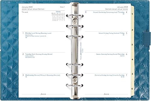 Miniatura 7 de Filofax Domino Luxe - Organizador de tamaño personal, color verde azulado, alto brillo, cubierta de efecto acolchado, inspiración parisina, seis