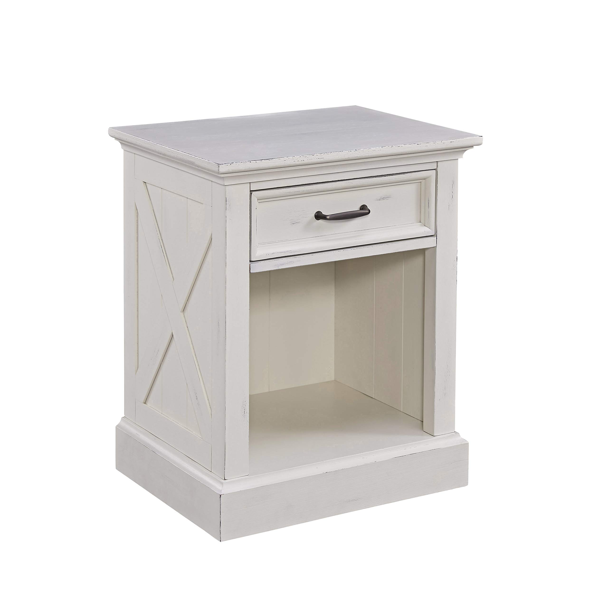Amazon Com Home Styles Seaside Lodge Nightstand In White Finish Wide Frame Plank Top Design With One Drawer And Open Storage Frame Constructed From Mahogany Wood Solids Home Kitchen