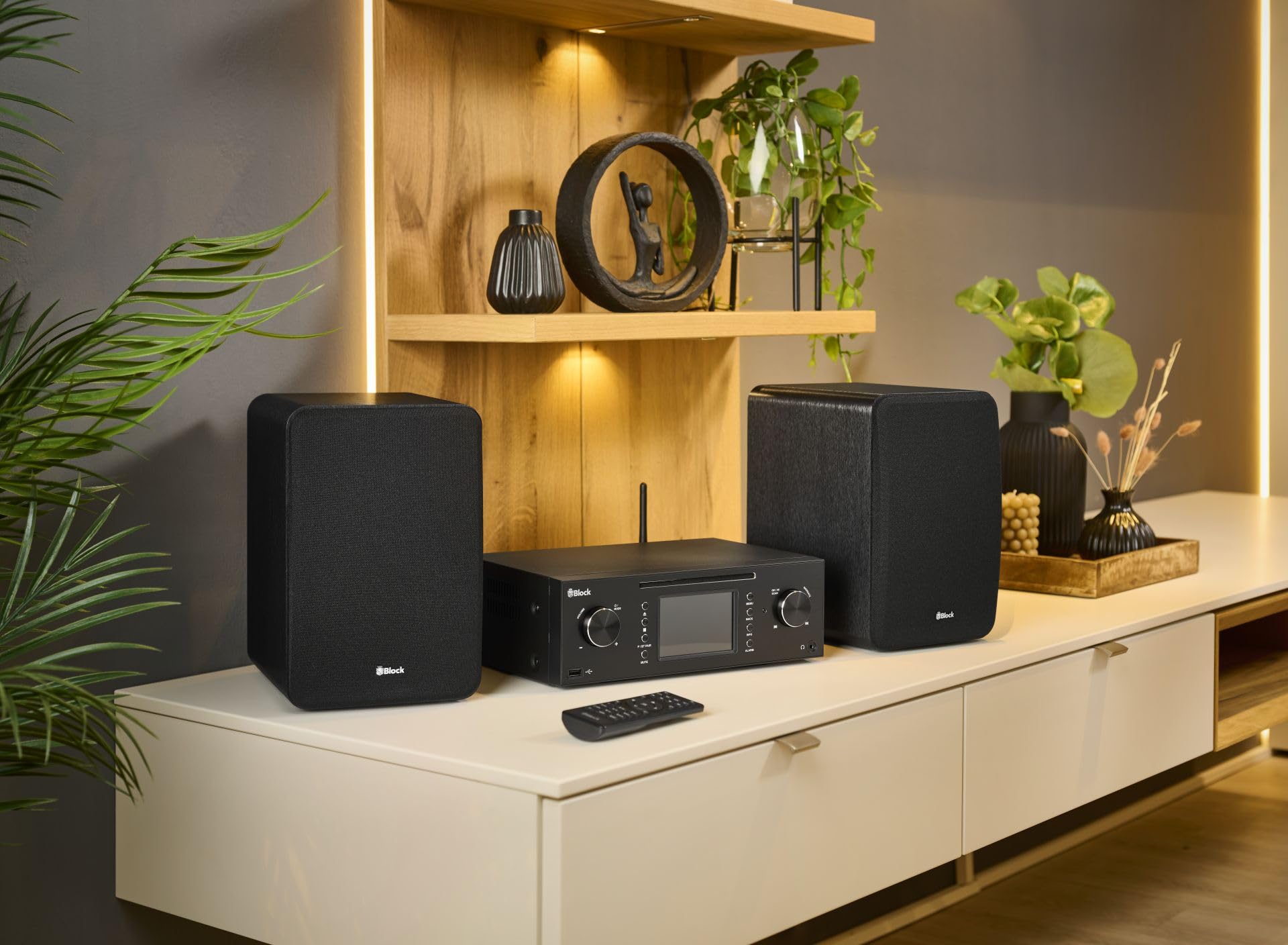 Block MHF-50 Kompaktanlage inkl. Lautsprecher - Spotify Connect Ready - DAB+/UKW/Internetradio 30.000 Sender - CD & USB MP3 Player - Bluetooth Streaming - 4" Farbdisplay dimmbar (Saphirschwarz)