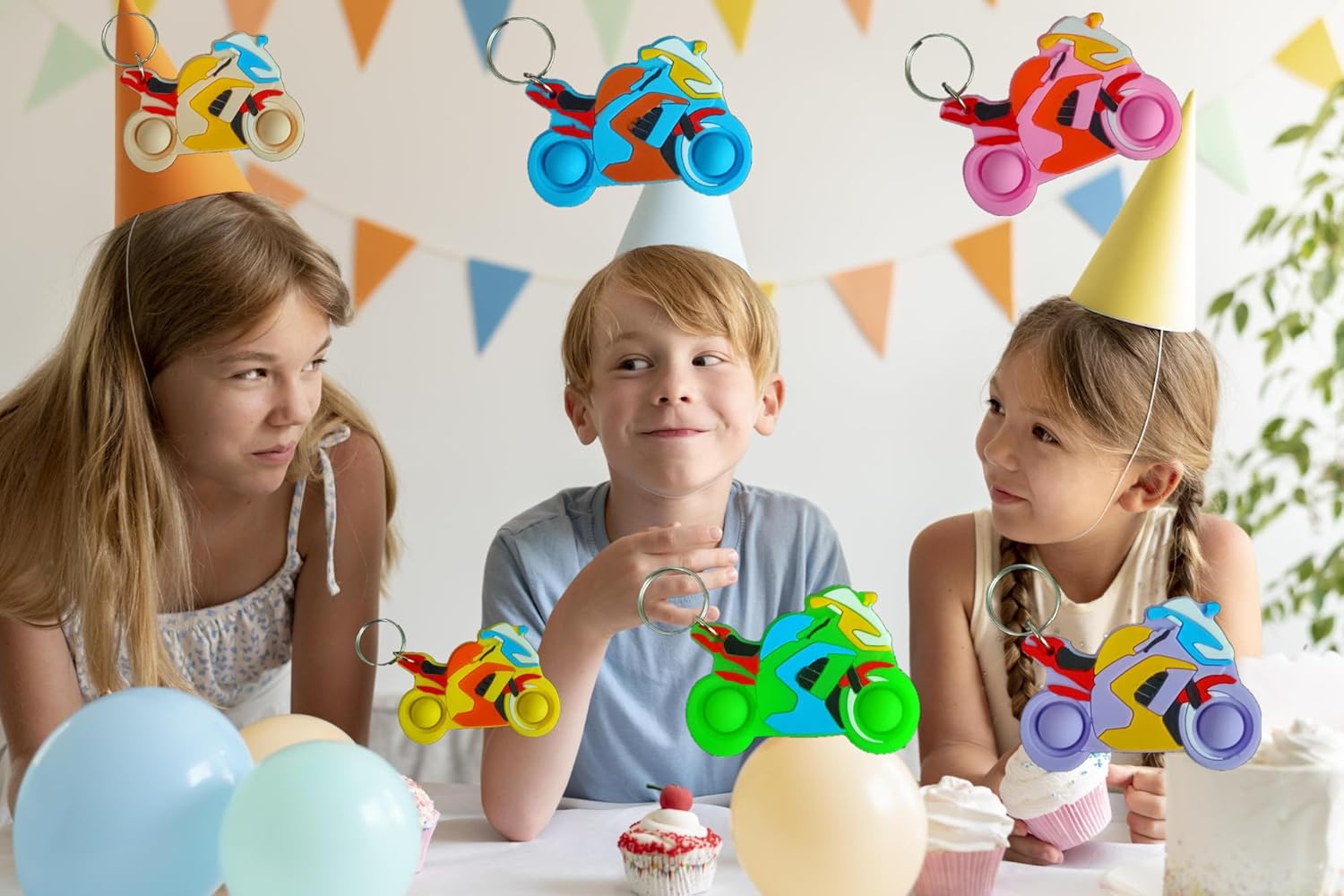 20 Packs Bulk Motorbike shape Bubble mini pop Fidget Key Chain,School Student Summer Holiday Party Supply,Birthday Party Favors - Image 5