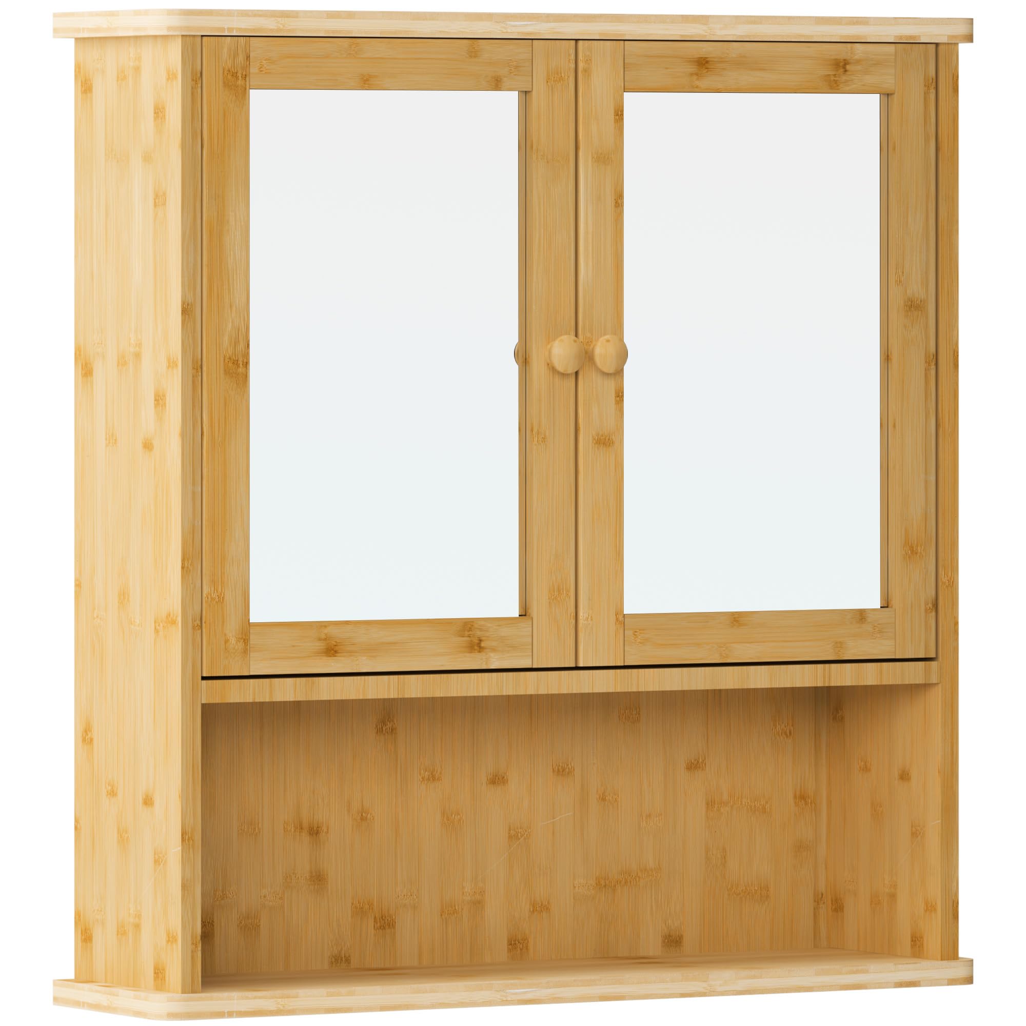 SogesHome Armadio a specchio sospeso per medicinali con porta e ripiano aperto, montaggio a parete, per bagno sopra toilette, FMC01WH