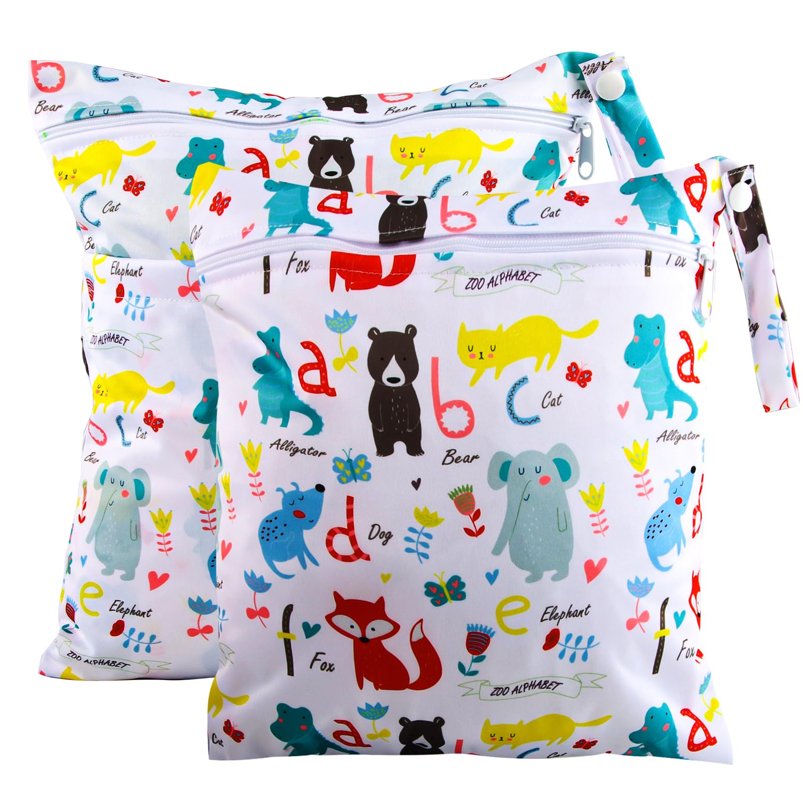 Sac à Couche Imperméable 2 Pièces Pochette Lavable Réutilisable Wet Dry Bag pour Bébé Piscine
