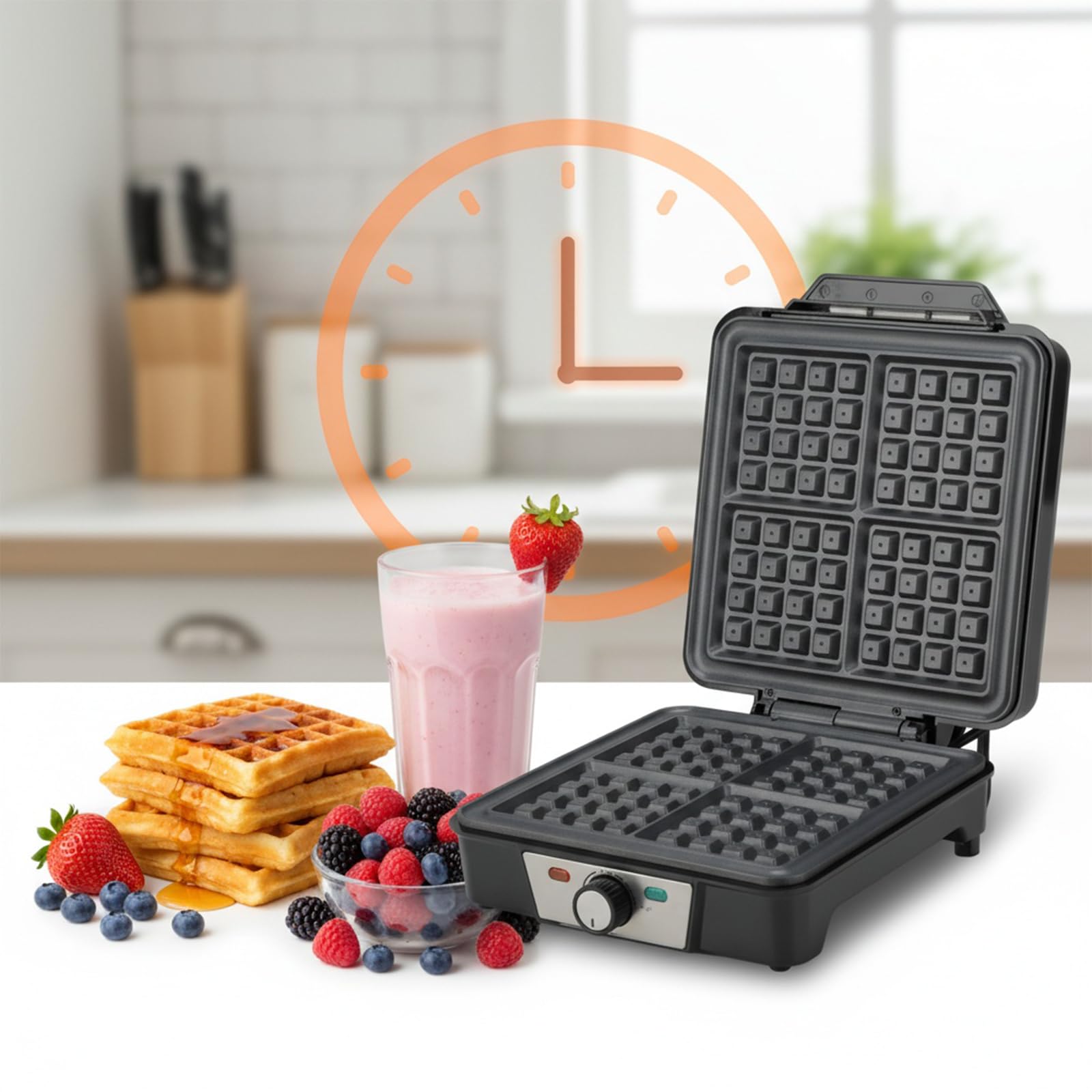 Romon Gofrera, Mini Gofrera para Gofres Eléctricas Waffle Maker pequeños con Revestimiento Antiadherente, 1200 W Waflera Sandwichera Pequeña para Cumpleaños, Fiestas Familiares, Pascua o Navidad