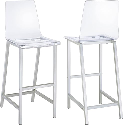 Coaster Home Furnishings Taburete de bar acrílico transparentecromo
