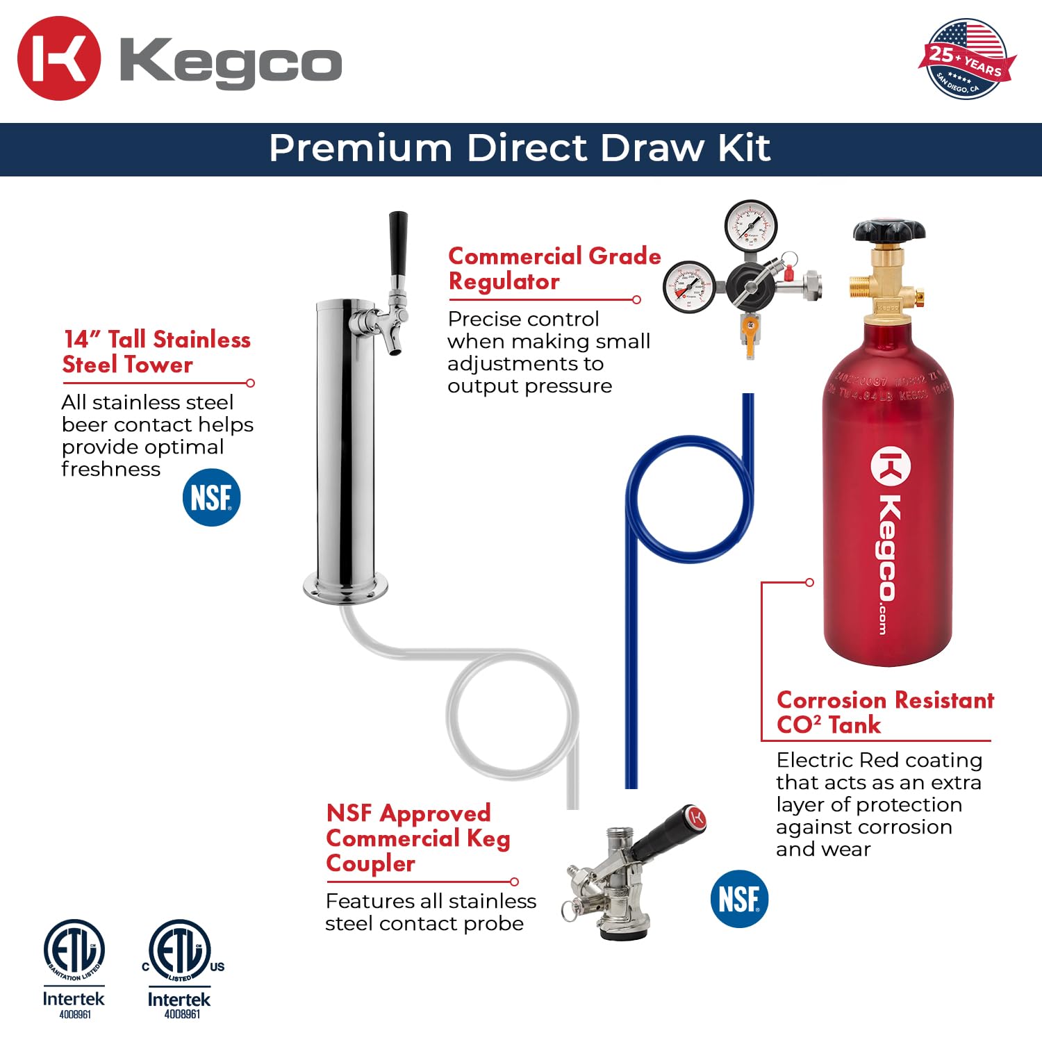 Kegco Kegerator 24" Wide Single Tap Black/Stainless Steel Undercounter Beer Dispenser Hk38bsu-1 on Fridge.com - View 5
