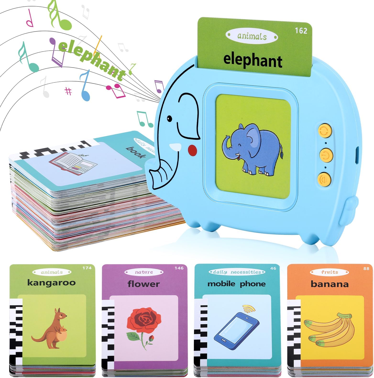 Talking Flash Cards for Toddlers, 112 Flash Cards 224 Words British English Early Educational Toys Preschool Learning Reading Machine Interactive Gift for 2 3 4 5 6 Years Old Baby Boys Girls