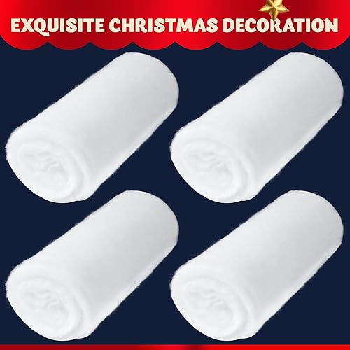 Miniatura 2 de JOYIN 4 mantas de nieve de Navidad (15 pulgadas x 10 pies), 4 fundas de nieve falsas blancas gruesas para decoración de Navidad, exhibiciones de