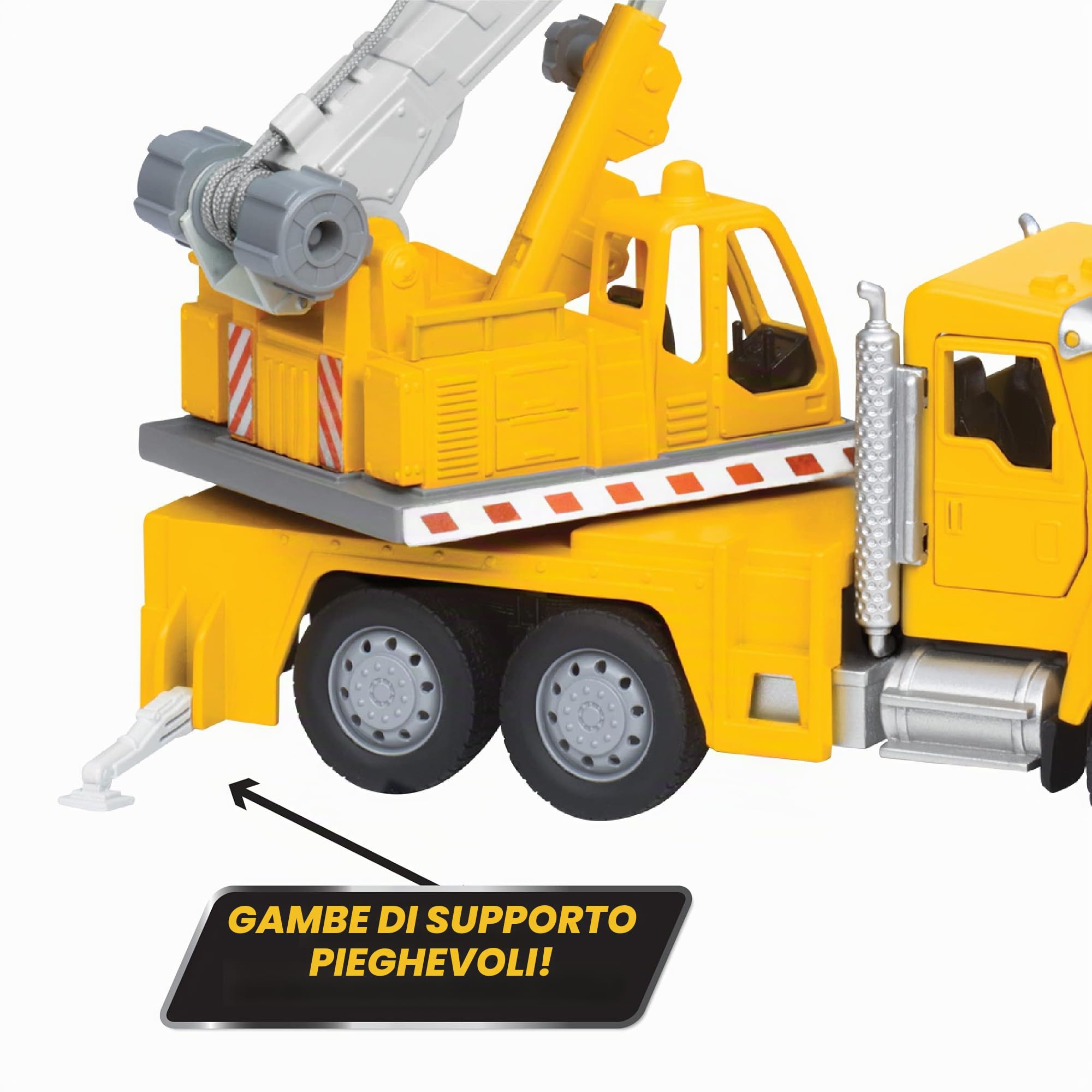 Driven by Battat - Micro autogru - Camion gru per bambini - Veicolo da costruzione giocattolo - Parti mobili - Luci e suoni - 3 anni +