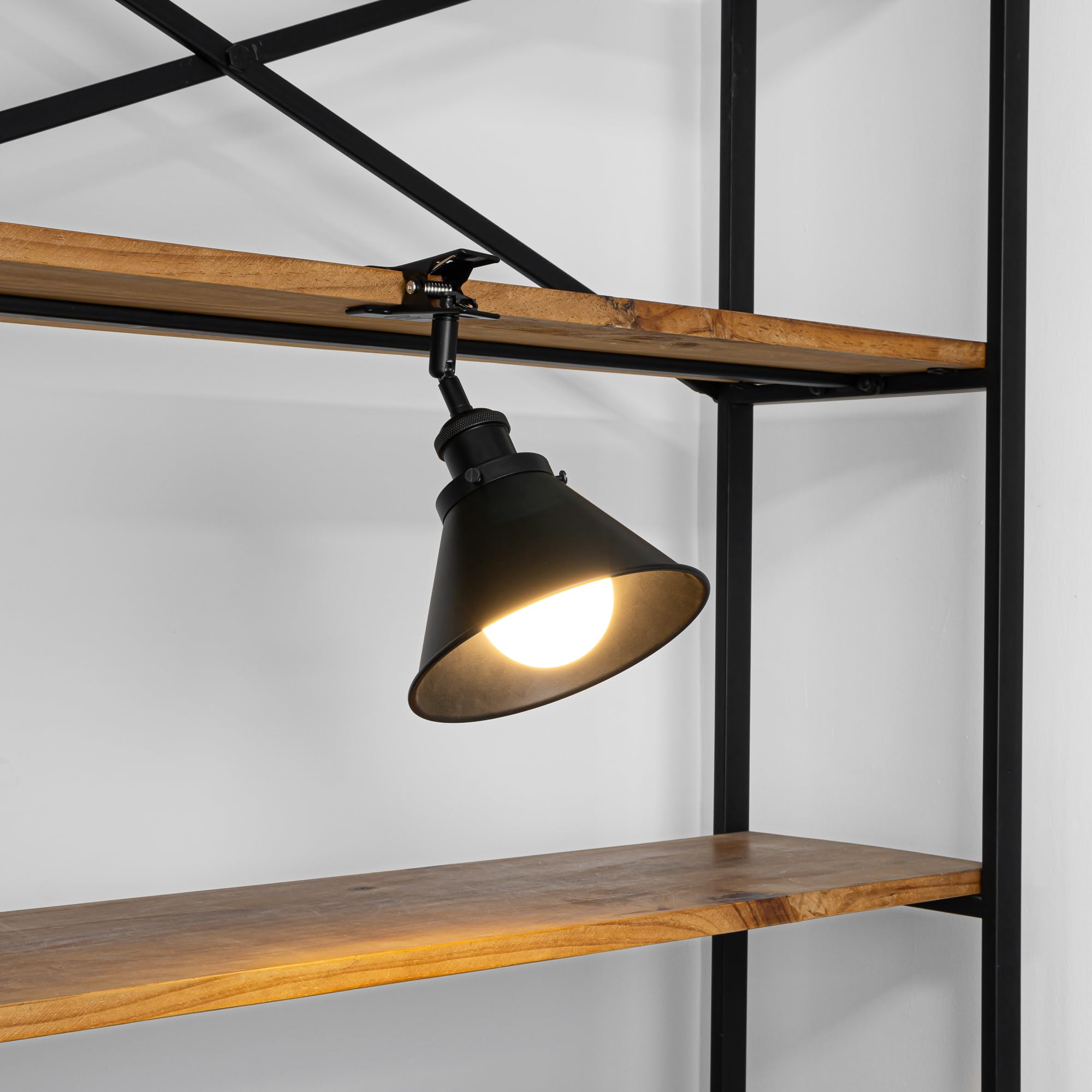 Verstellbare Klemmlampe mit Akku,LED Schwarz Wandlampe innen, Dimmbar Nachttischlampe,Schreibtischlampe ideal für Flur Büro Heimgebrauch - 18x10CM - TD0679