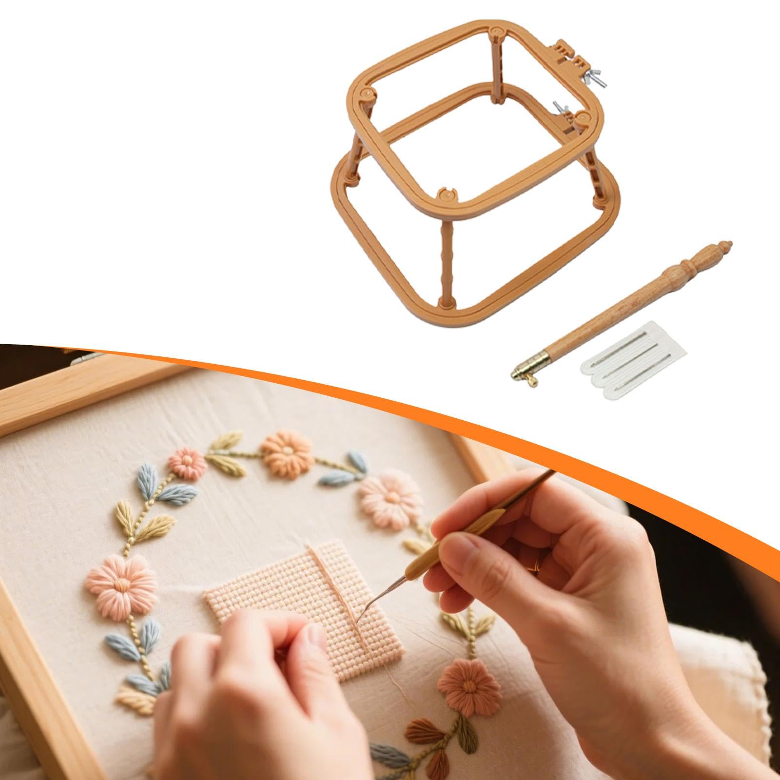 Aros de Bordado con Marco de Madera PP de Doble Capa, Adecuados para Manualidades, Creaciones Hechas a Mano, Decoración de Fiestas Y Uso Profesional Y, Caqui, Individual