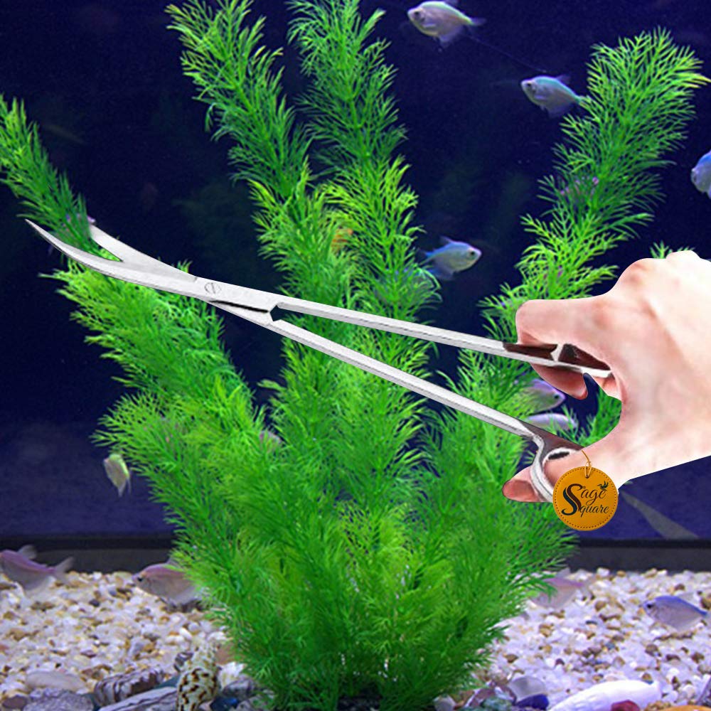 Sage Square Jumbo Size Professional Aquarium Tongs Scissor Long Stainless Steel Curve Scissor Tool for Fish Tank, Aquatic Plant Cleaning (B086DRZCWC) Amazon Price History, Amazon Price Tracker