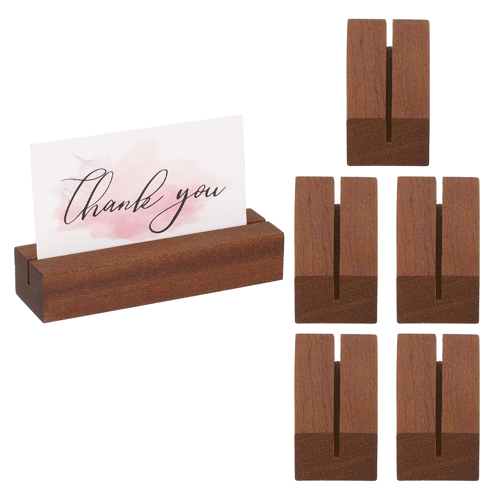 PATIKIL 10Pcs Wood Place Card Holders, 2mm Slot Rustic Ebony Wood Table Number Picture Stand Photo Sign Holder Display Base for Wedding Dinner Birthday Party Event Exhibition Display