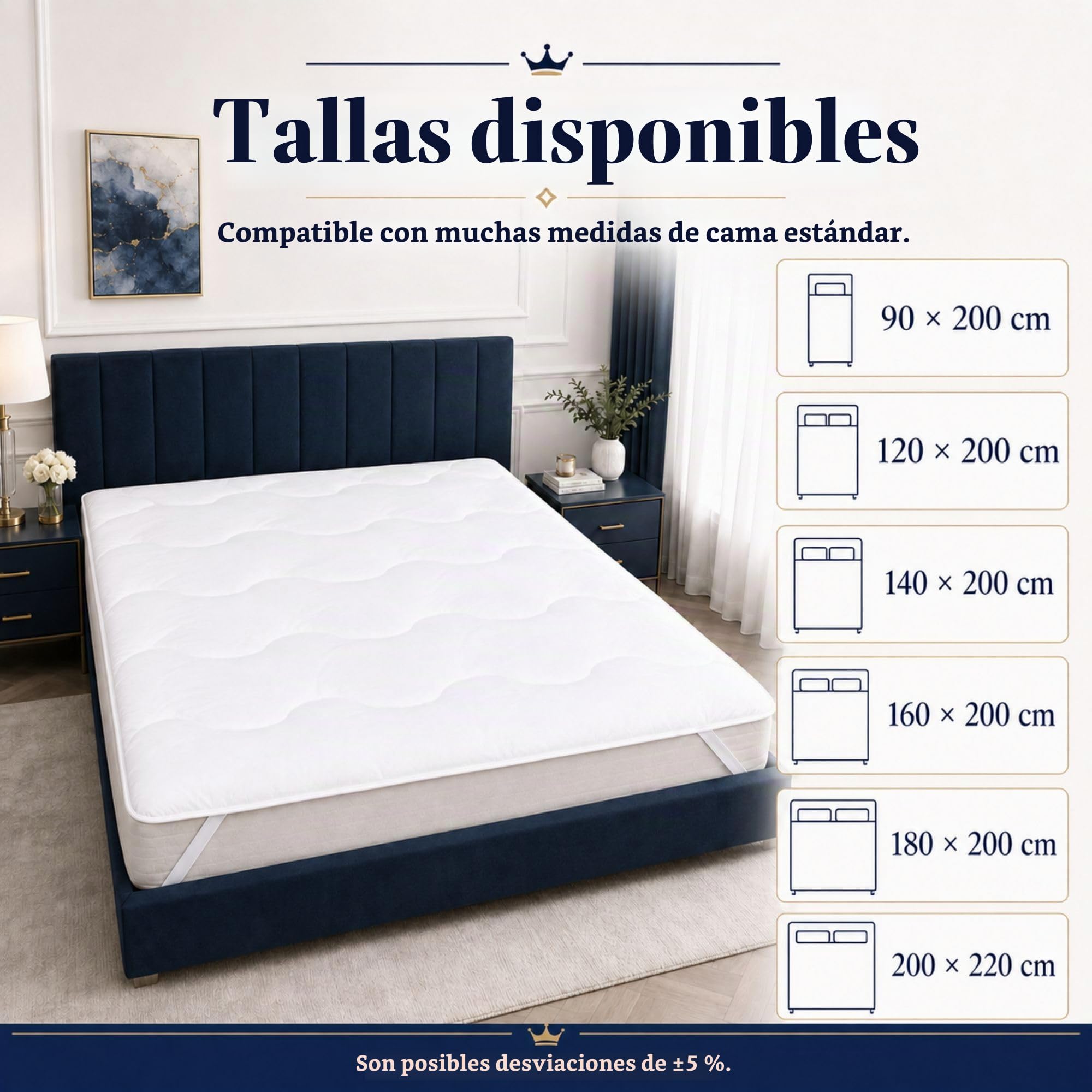 Protector de Colchón Acolchado 180x200cm Cubre Colchon Suave con Gomas en Las Esquinas – Topper Transpirable Lavable a Máquina Sobrecolchón para Cama 180x200 cm