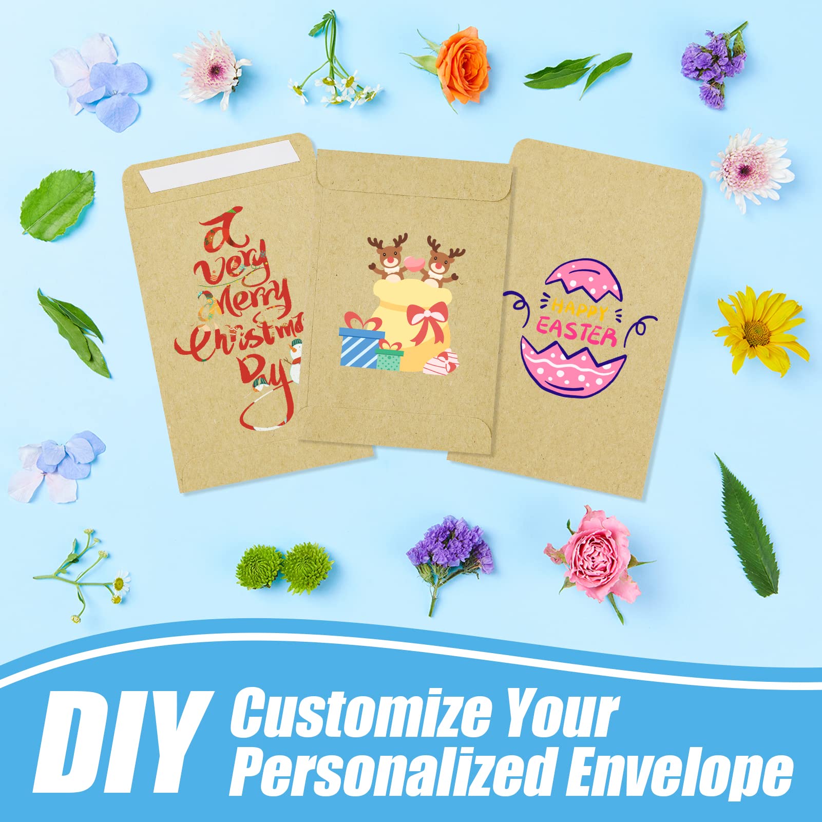 SZXMDKH Buste Piccole Sacchetto di Carta Autoadesiva 9 x 6 cm per Monete, Perline, Francobolli