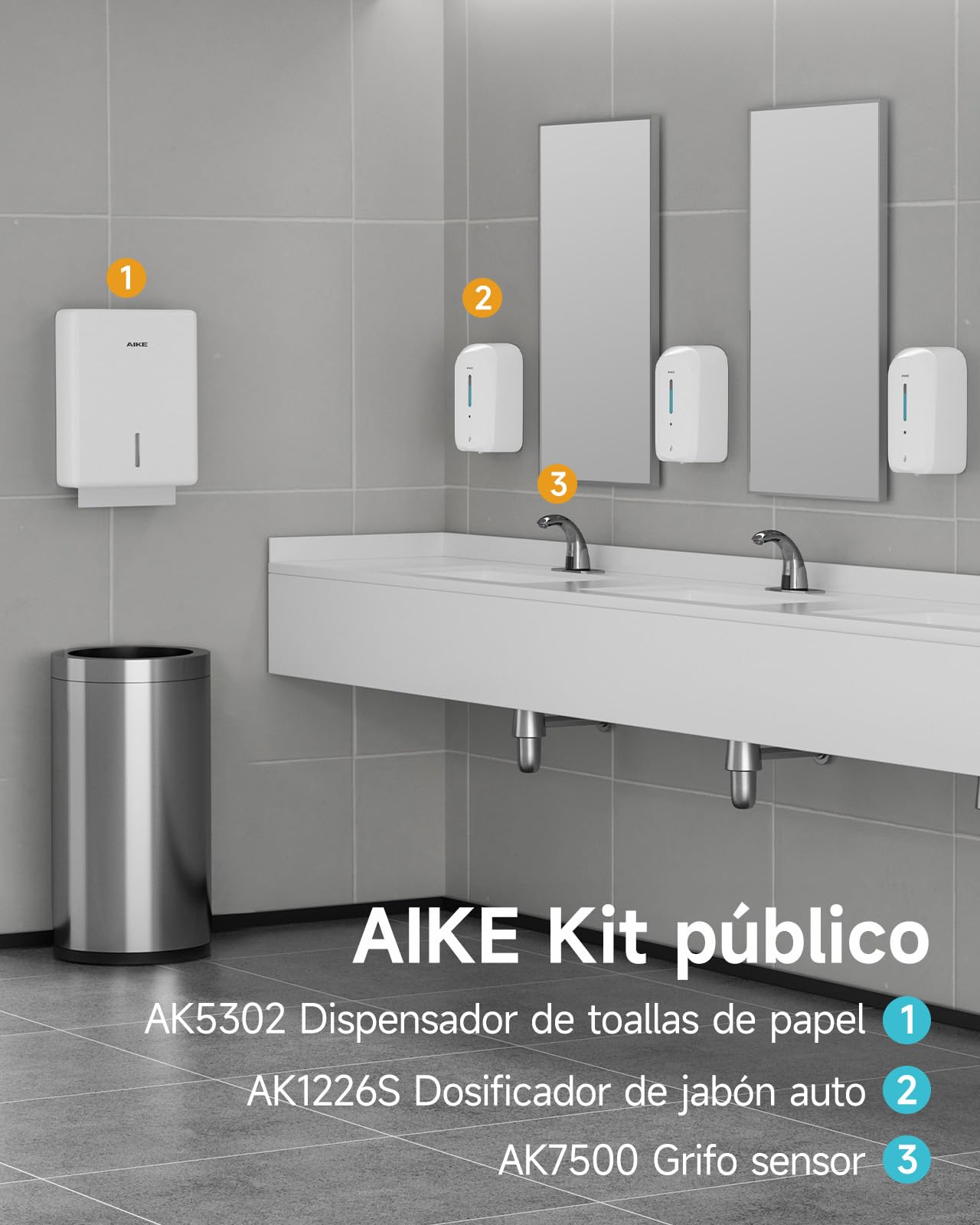 AIKE Dispensador Estándar De Toallas De Papel, 400-Hojas De Pared para Toallas H2, Pliegue Z Y Multipliegue (Tamaño ≤25,2 * 9cm), AK5302