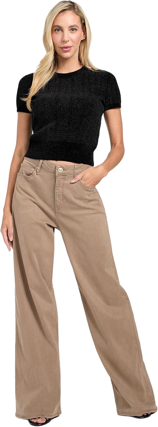 GUESS Womens Eco Short Sleeve Chenille Marcie Cable Sweater - Image 2