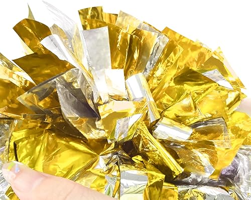 Miniatura 6 de 4 pompones metálicos de animadora mejorados de 12 pulgadas, pompones de animadora de HOLENGS para niños y adultos, pompones de escuadrón de