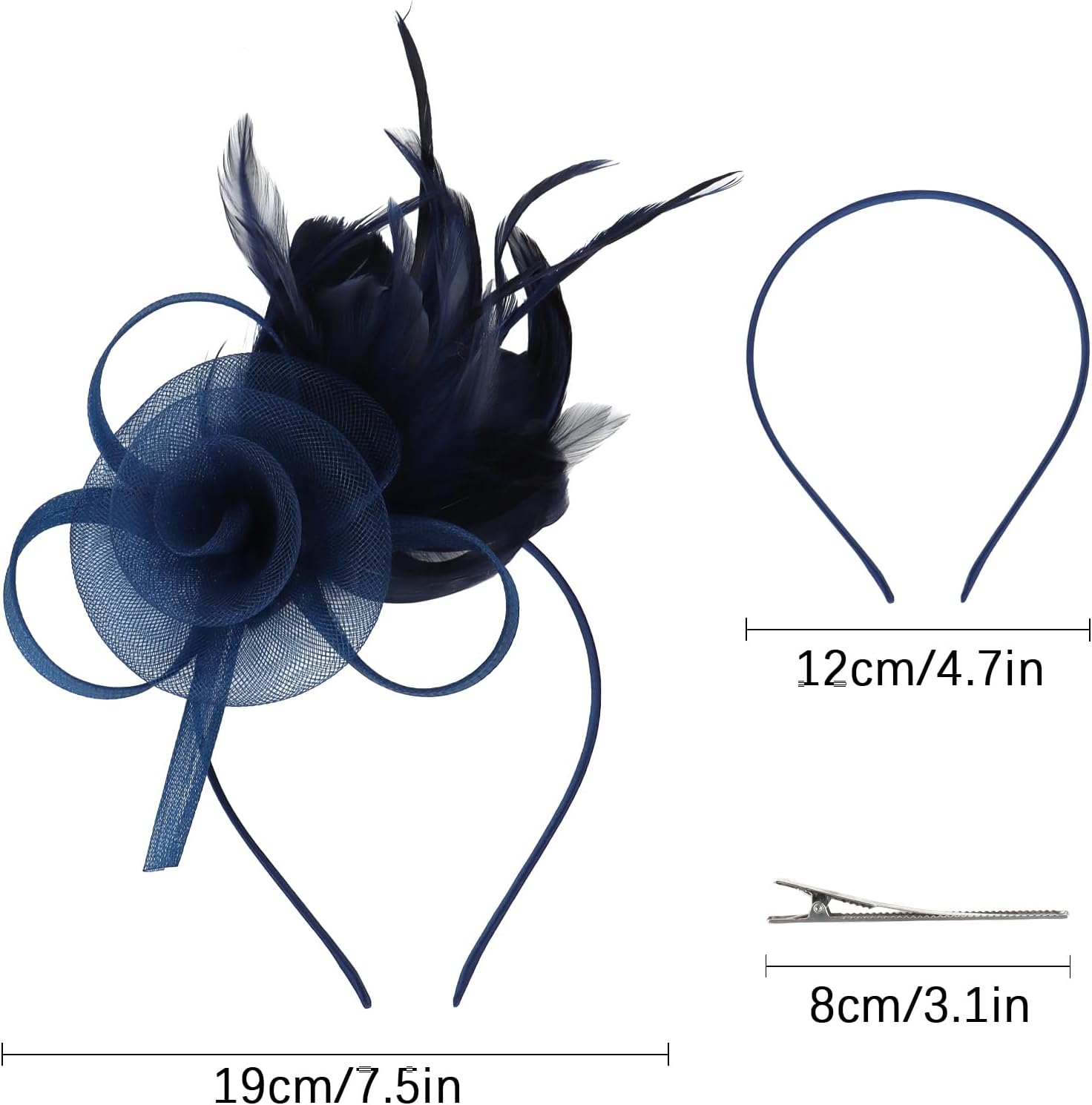 AMCAMI Fascinators Hats with Feather for Women 2026 Derby Hats Small Tea Party Hat with Headband - Image 5