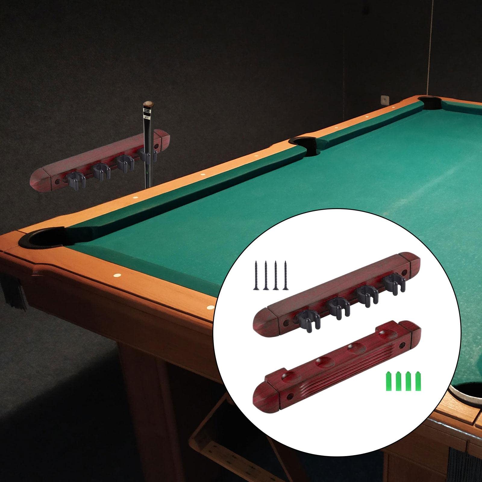 Griffe de Porte-Queue de Billard, Repose-Queue de Billard, Support de Rangement en Bois, Support Mural pour 4 bâtons de Billard, Support Mural avec 4, Rouge