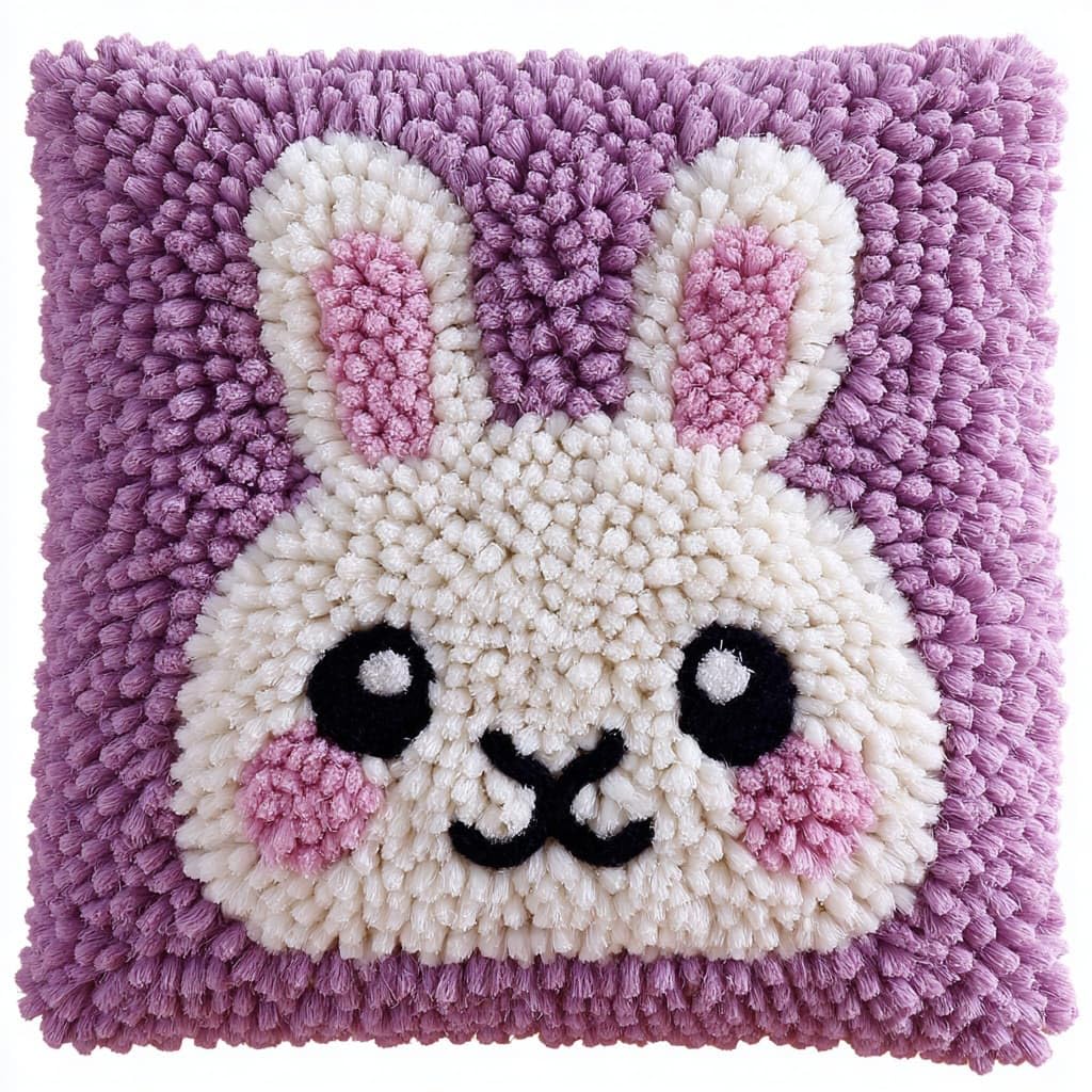 WallustrioaW Latch Hook Cushion Pillow Cover kit for Adults,Animal Rabbit