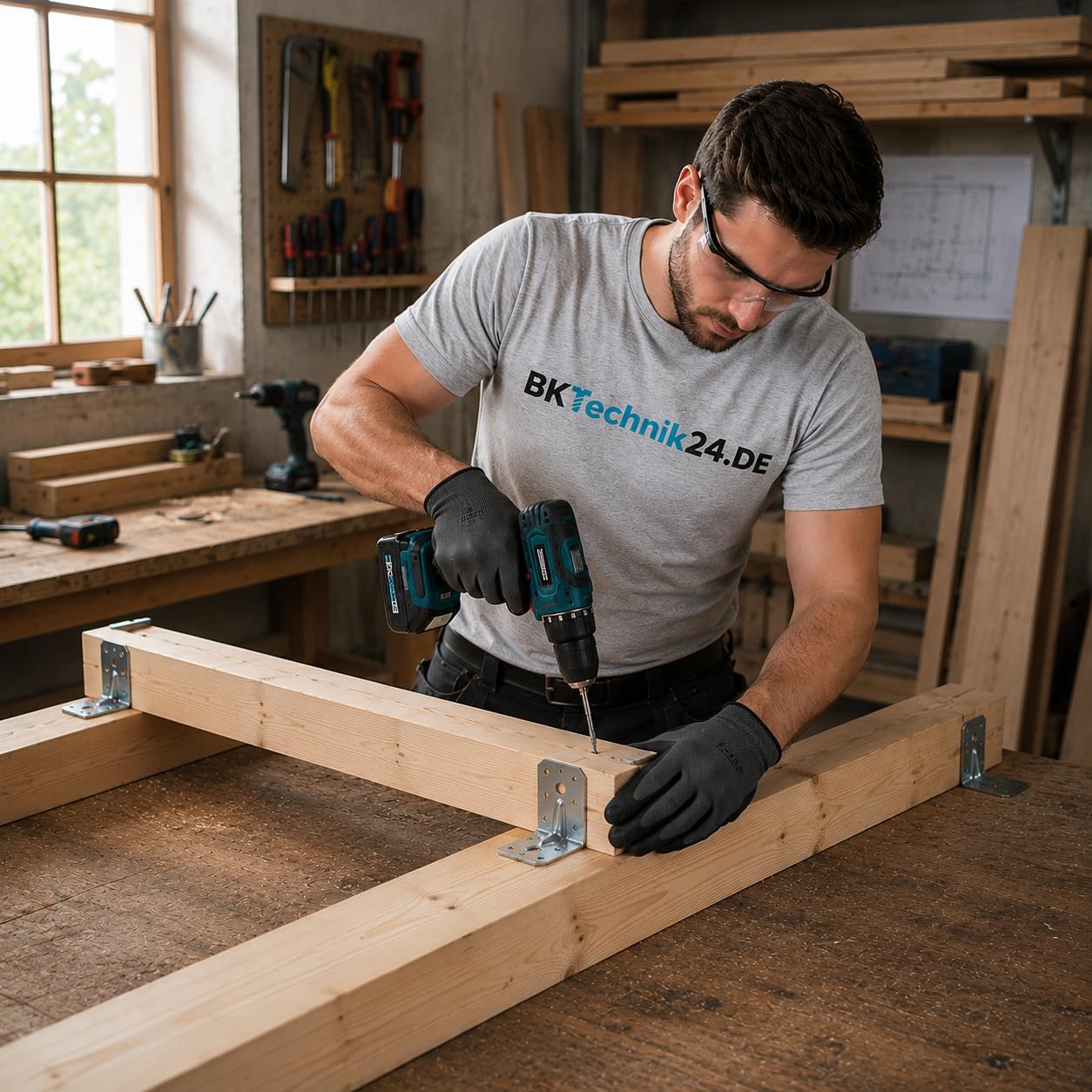 BKTechnik 100x Schwerlast Winkelverbinder 50x50x35x2 mm verzinkt mit Sicke – Lochwinkel Balkenwinkel Holzverbinder aus Stahl für Holzbau, Möbel, Regal, Dachkonstruktion, Montagewinkel Set Silber