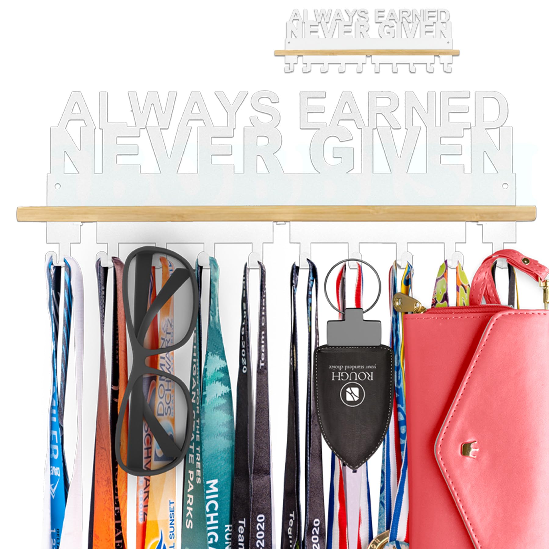 iBobbish Premium Trophy and Medal Display Shelf,Metal Trophy Shelf with Hooks Upgraded,Trophy Display,Sturdy Trophy Shelf with Hooks for Medals in