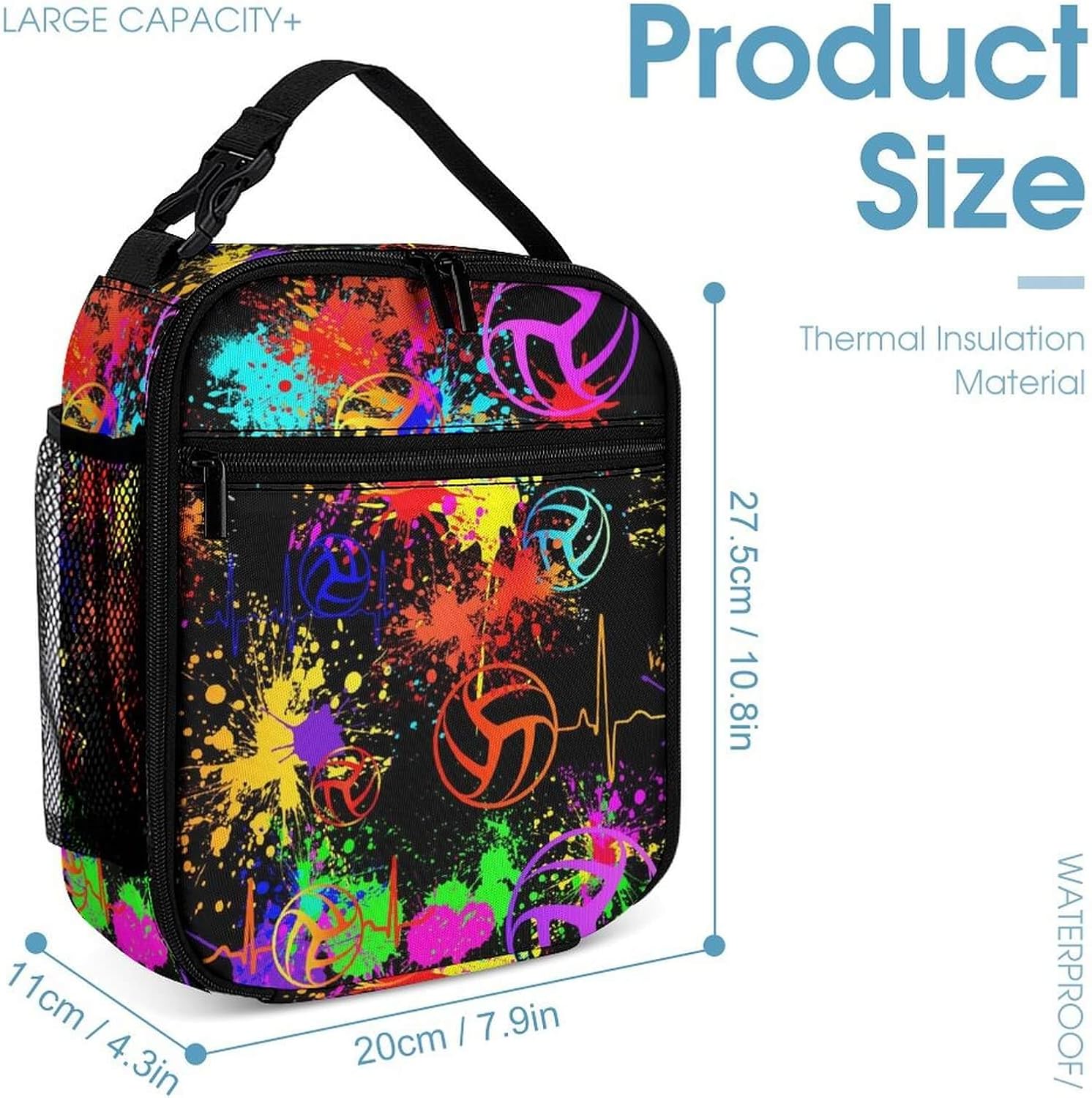 Volleyball Backpack with Lunch Box & Pencil Case for Kids Girls Boys School, 16 Inch Cool Volleyball Bookbag, School Backpack for Students Children, sustainable, Lightweight, Large Capacity - Image 4