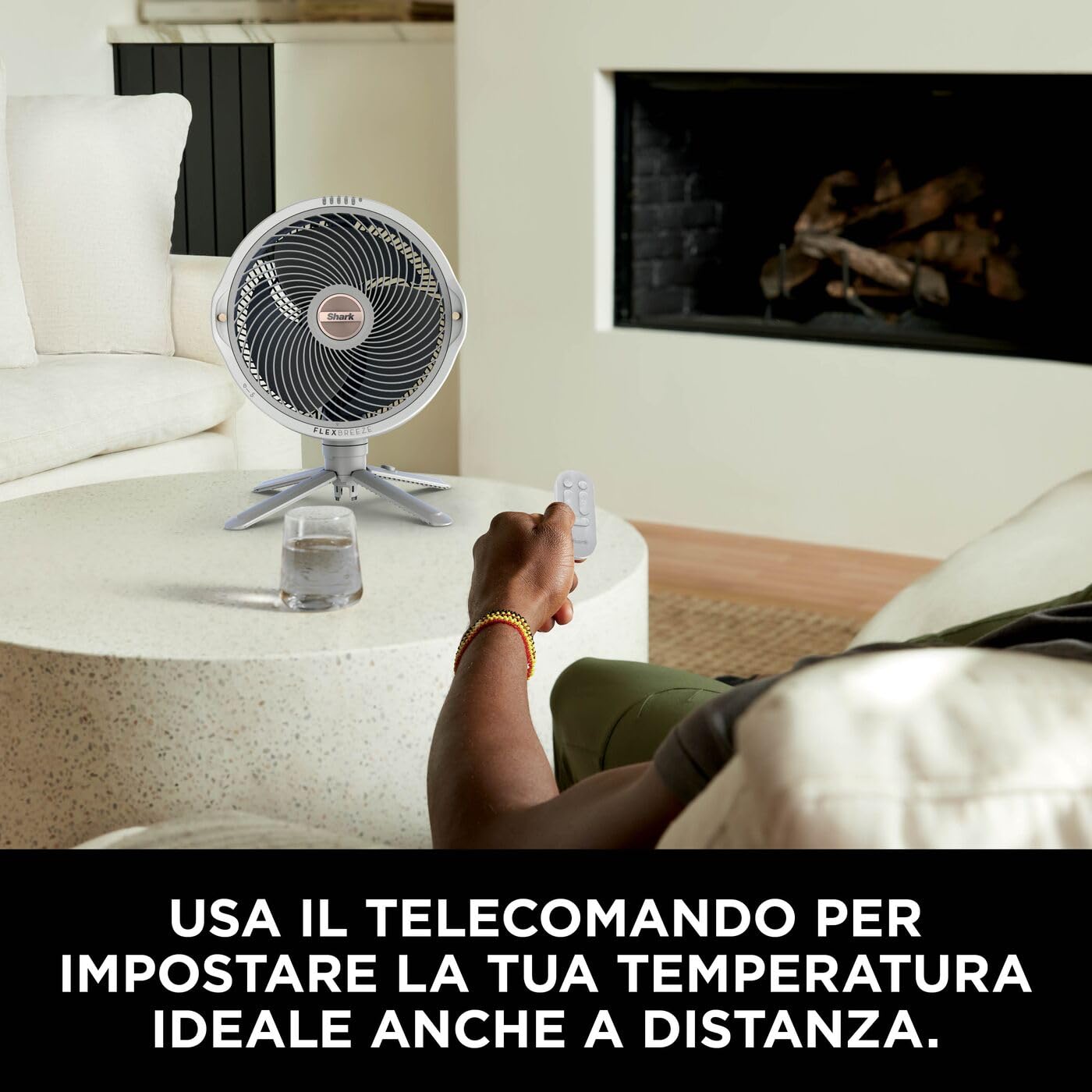 Shark FlexBreeze Pro Mist Ventilatore per Interni ed Esterni senza Filo con Nebulizzatore, Portatile, Raggio 20 m, a Piantana o da Tavolo, 5 Velocità, Silenzioso, Telecomando, Tortora FA300WHEU