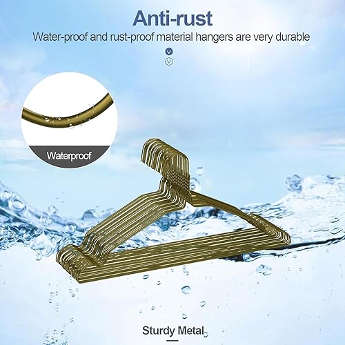 Miniatura 3 de Paquete de 50 perchas de alambre de metal con ranura, 16.7 pulgadas, calibre 12, ultra delgadas, antideslizantes, para trajes de tamaño estándar,