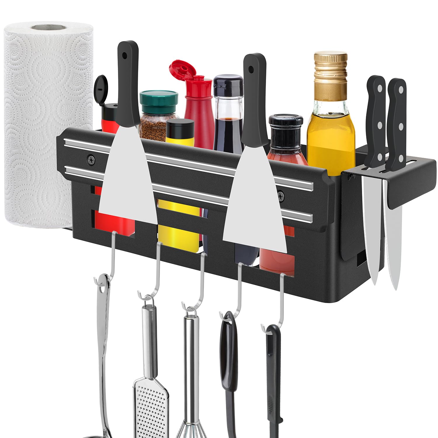 Griddle Caddy for Blackstone 17''/22''/28"/36" Griddles Prep Cart Grill Accessories Space Saving for Blackstone Griddle Storage Box BBQ Caddy with A Magnetic Tool Holder & Paper Towel Holder