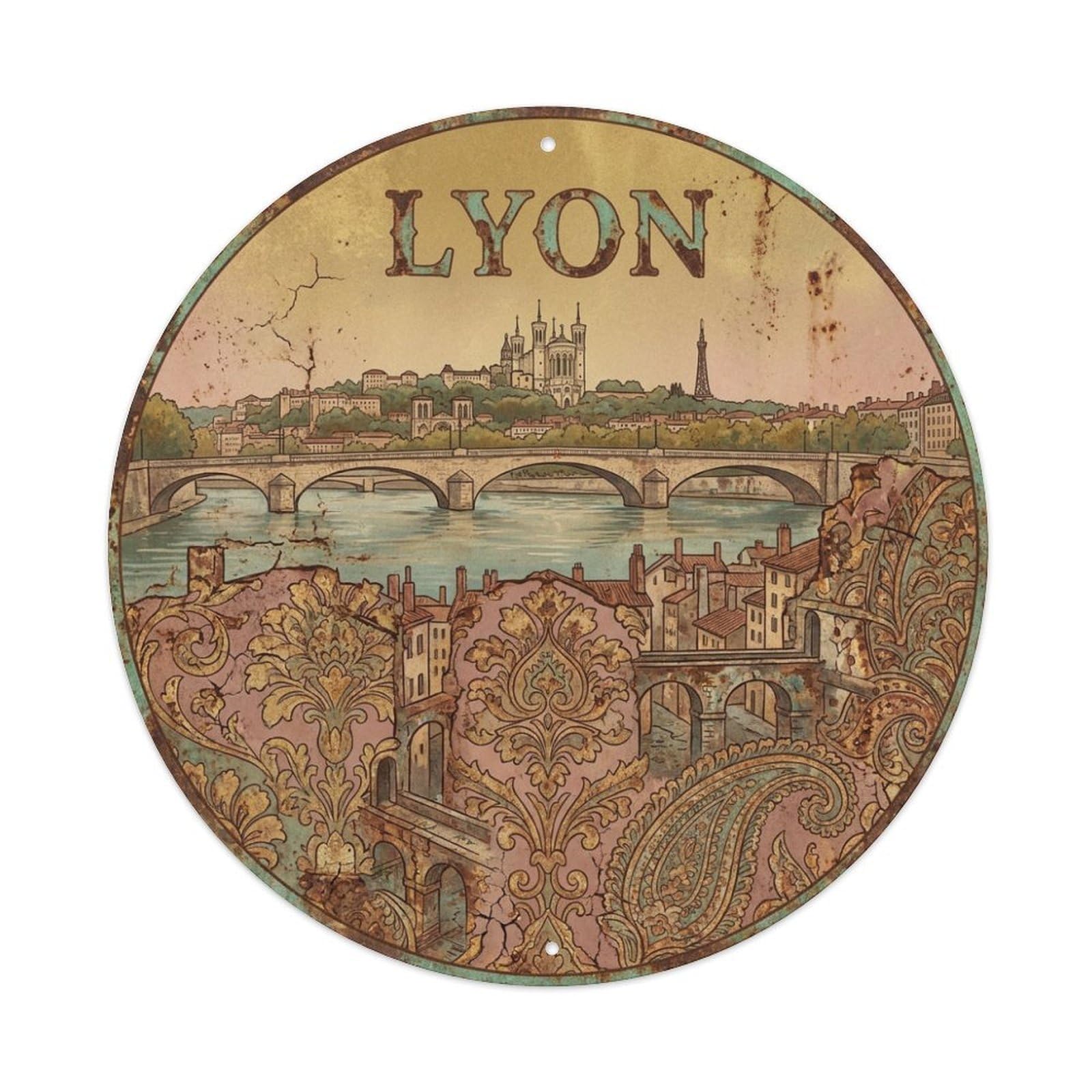 Retro Travel France Lyon Metal Tin Sign