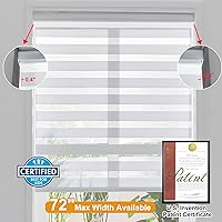 Vista 4 de Persilux Persianas Cebra Inalámbricas para Ventanas Persianas Enrollables de Parada Libre (36" An x 47" Al, Blanco) Control de Luz de Doble Capa