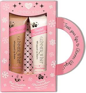 Glimmer Whips Whipped Lip Balm – Hot Chocolate & Toasted Marshmallow, Organic Butters & Oils, Heart-Shaped Applicator, 100% Sugar Cane Tube, Vegan, Cruelty-Free