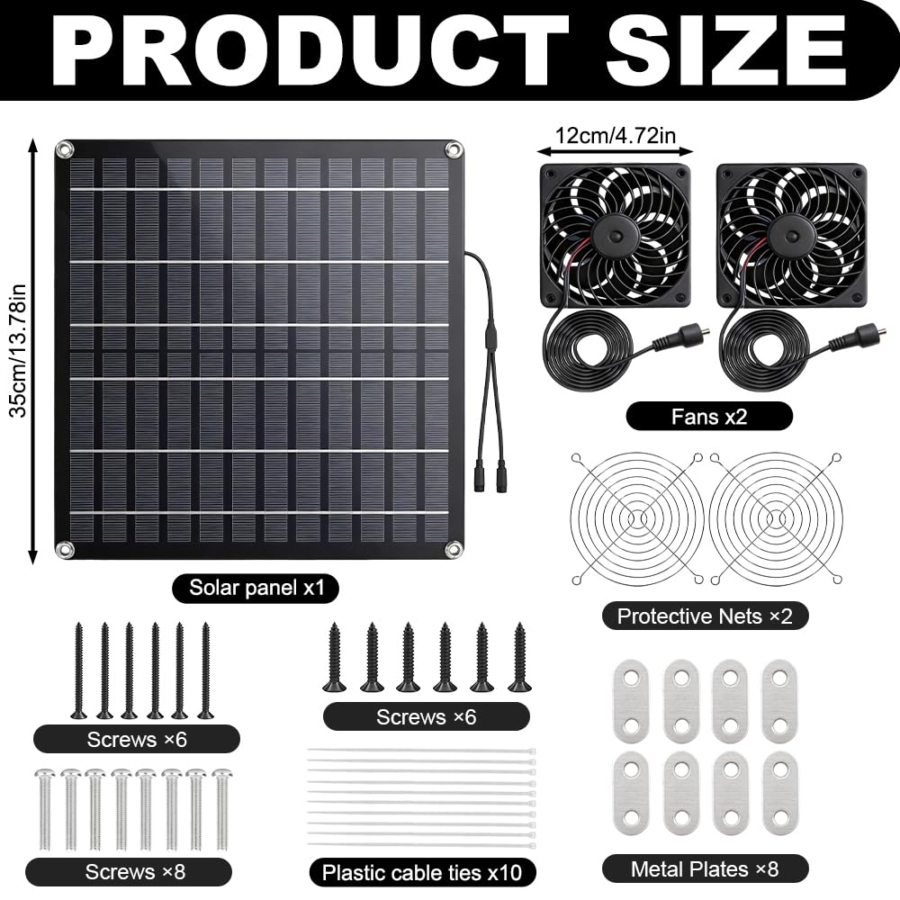 Kit de Ventilateur Solaire 15W IP65 Exterieur avec Panneau Solaire 3000RPM