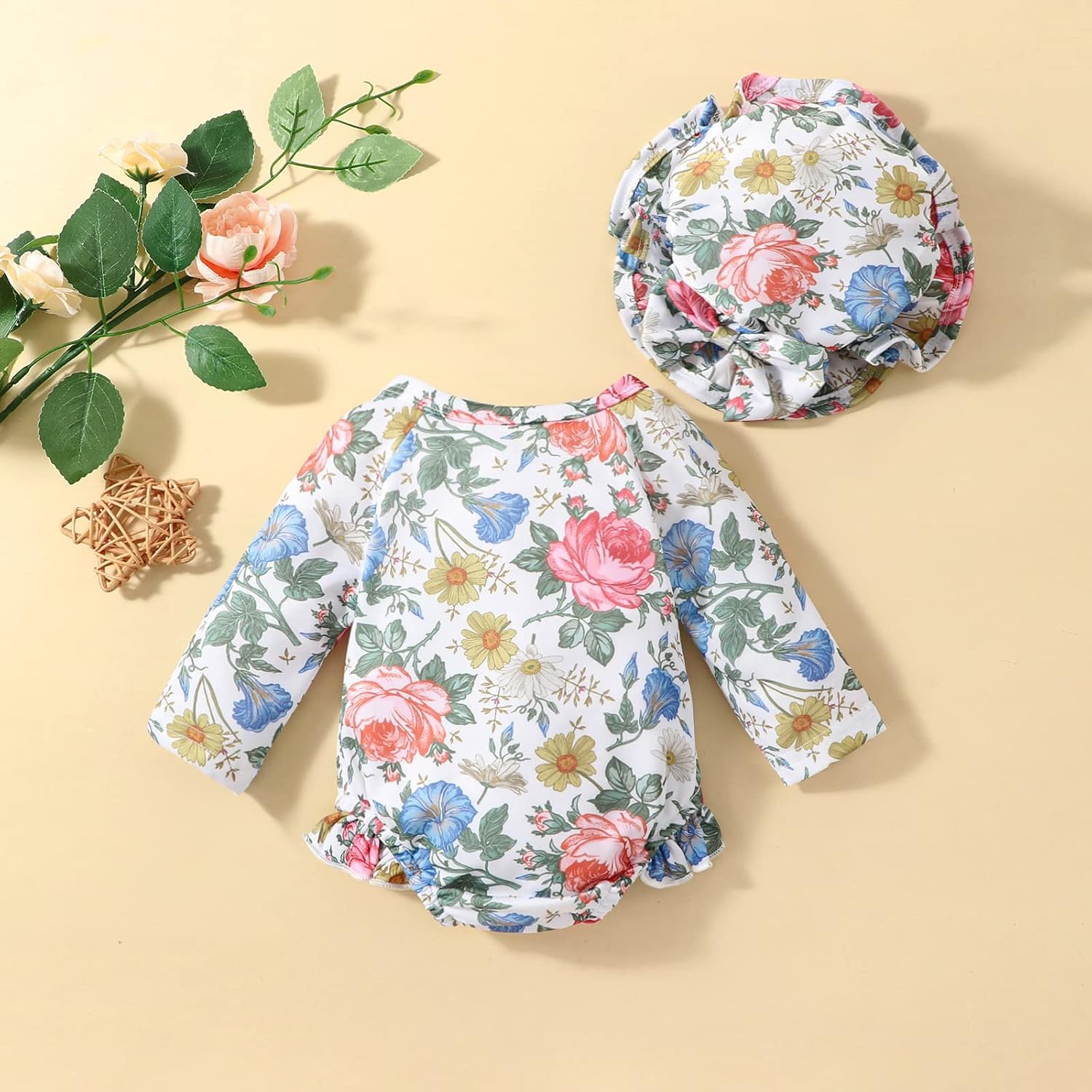 Baby Girls Swimsuit Long Sleeve Zipper Bathing Suit One Piece Swimwear with Hat - Image 4