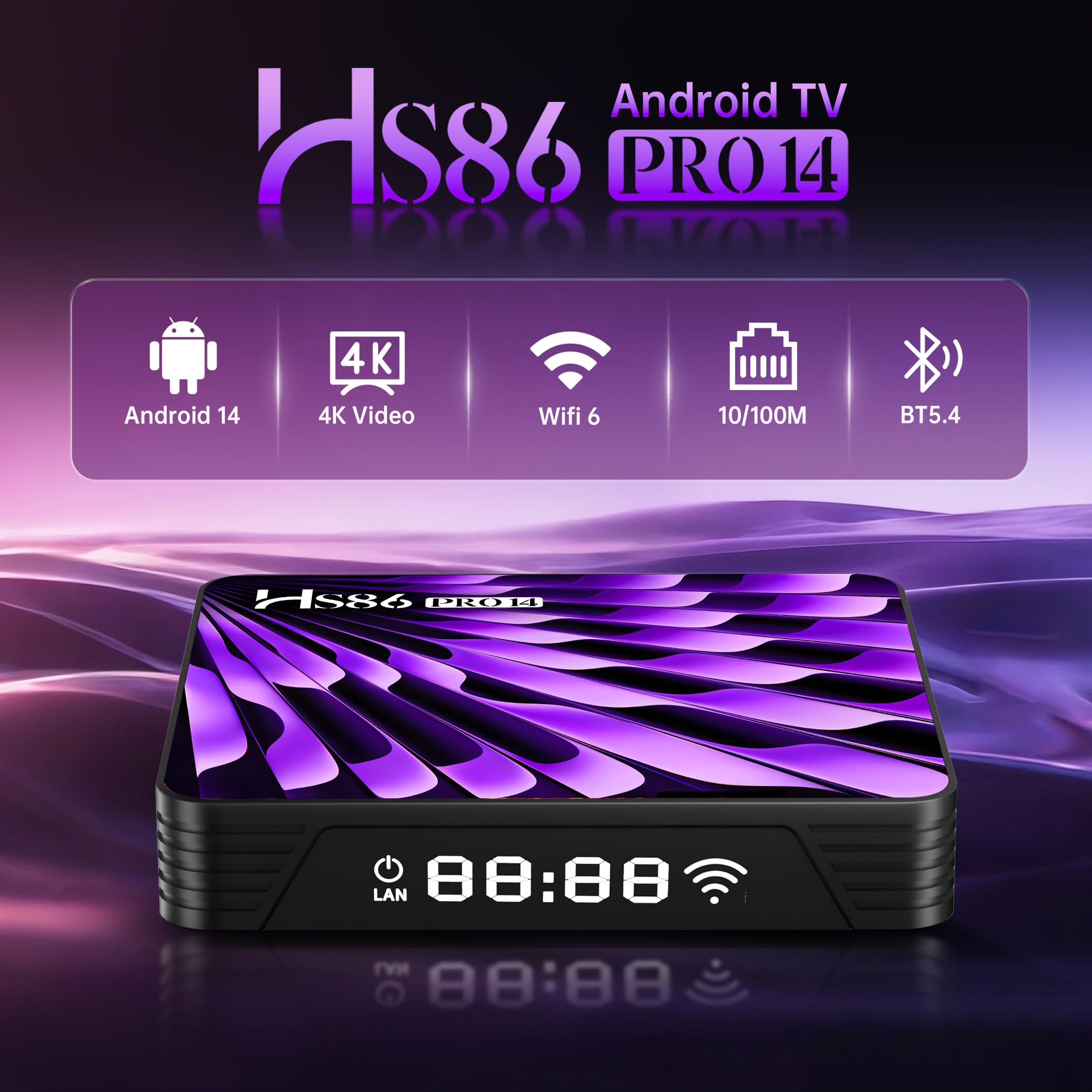 Android 14 TV Box, con processore quad-core RK3518, 2 GB di RAM e 16 GB di ROM, supporta la decodifica 4K, Wi-Fi 6 dual-band e Bluetooth 5.4 Smart TV Box