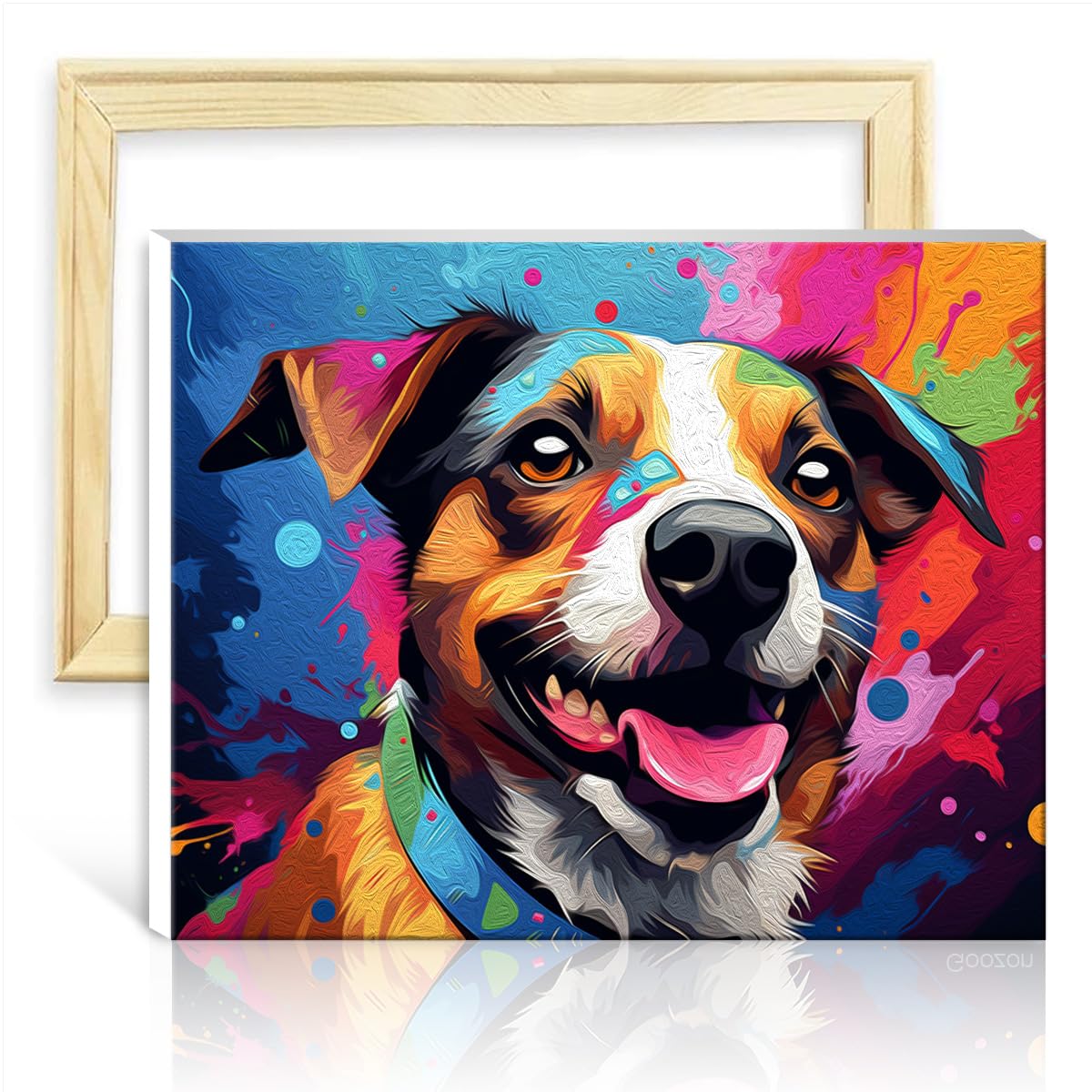 TANGFEIY Canvas Oil Painting Jack Russell Terrier Adults Beginner Kids Acrylic Painting with Brushes and Acrylic Pigment Wall Art Vibrant DIY Frame(30x40cm)