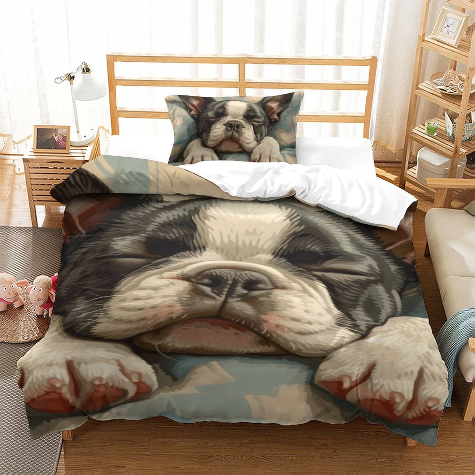 Housse de couette Bouledogue Français pour chambre enfant et ado