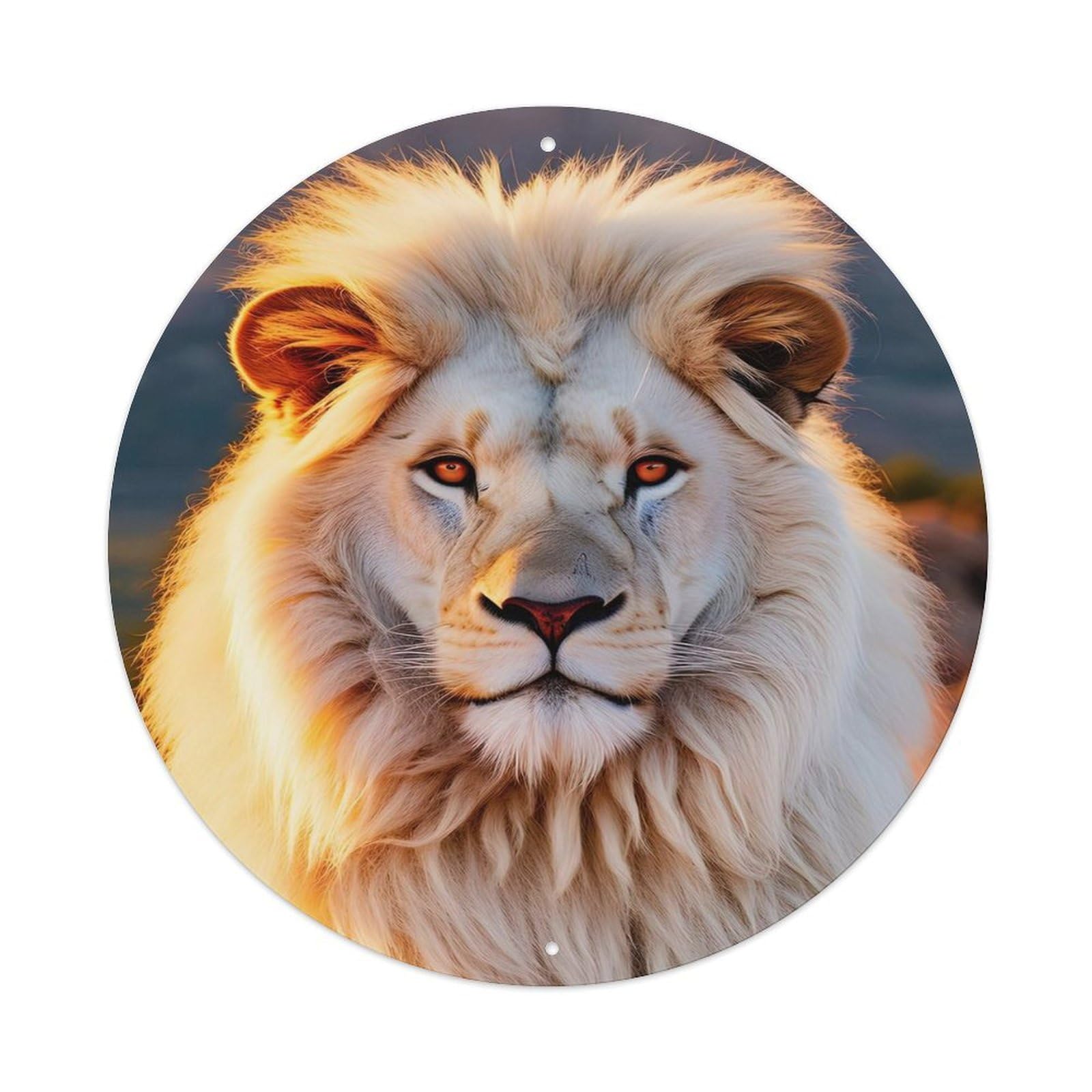 Animal The White Lion Metal Tin Sign