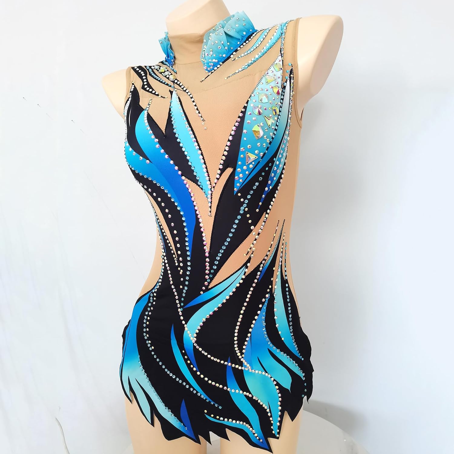 JoyCan 新体操レオタード ガールズ レディース ブルー デコレーション